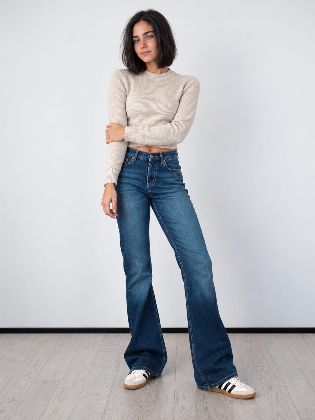 Flare High-Waist – Smoky Ocean Blue Jeans Flare CIZARO - Cizaro Jeans