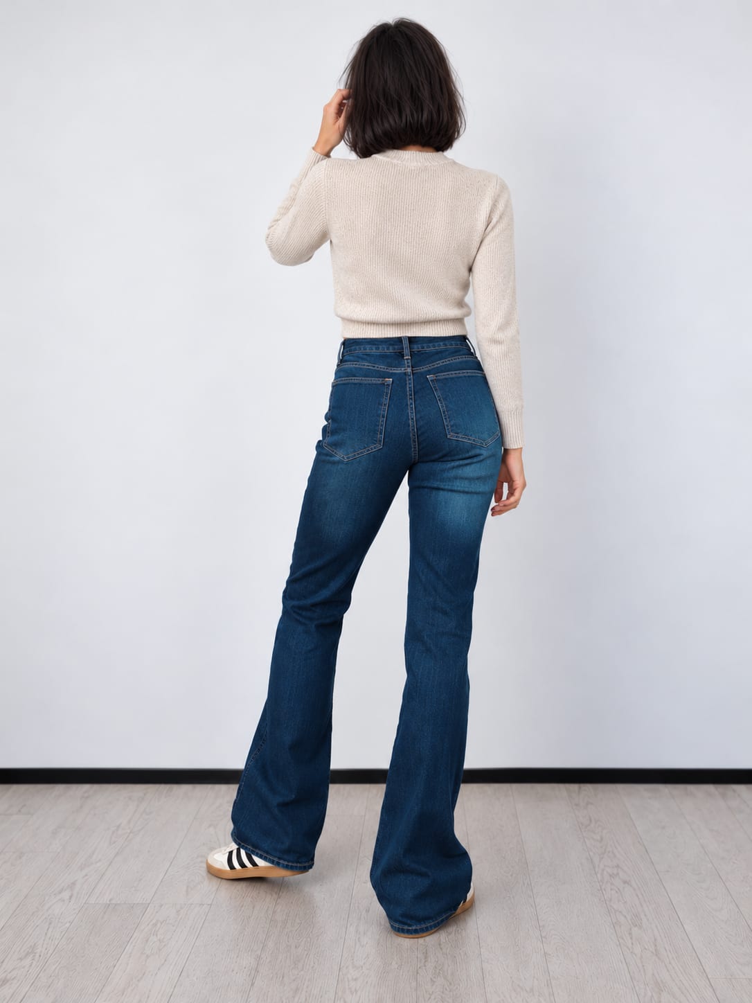 Flare High-Waist – Smoky Ocean Blue Jeans Flare CIZARO - Cizaro Jeans