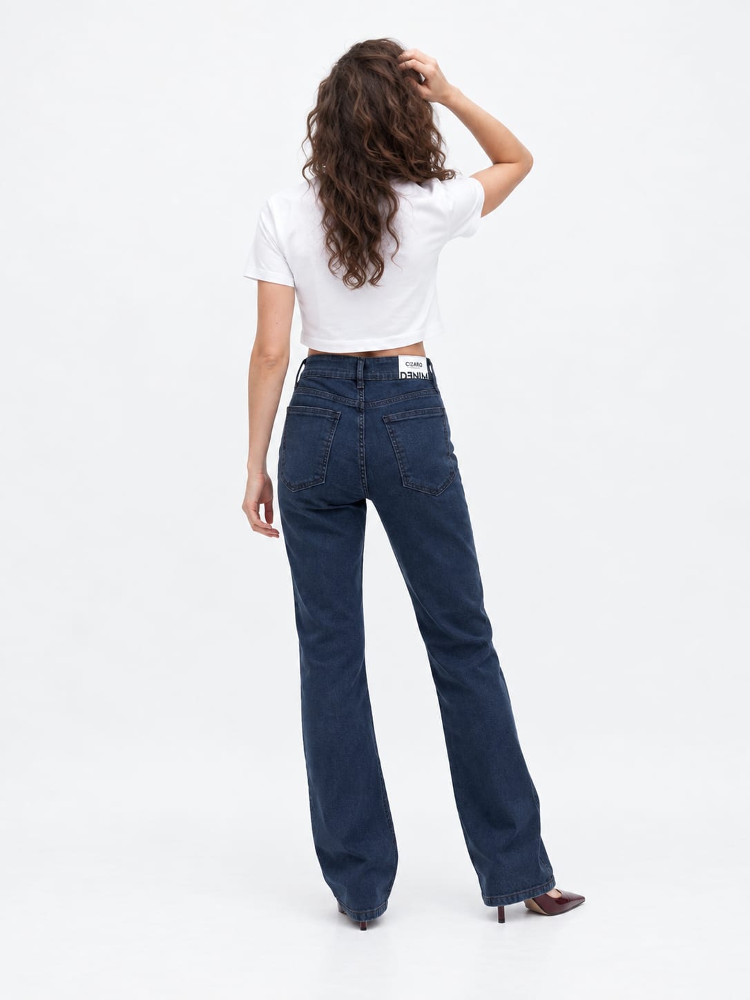 Flare High-Waist Deep Ocean Blue Jeans Flare CIZARO - Cizaro Jeans