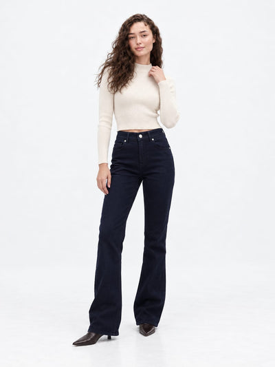 Flare High-Waist Midnight Black Jeans Flare CIZARO - Cizaro Jeans