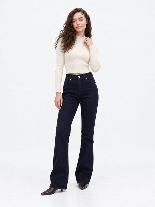 Flare High-Waist Midnight Black Jeans Flare CIZARO - Cizaro Jeans