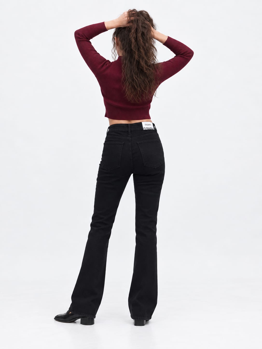 Flare High-Waist Jet Black Jeans Flare CIZARO - Cizaro Jeans