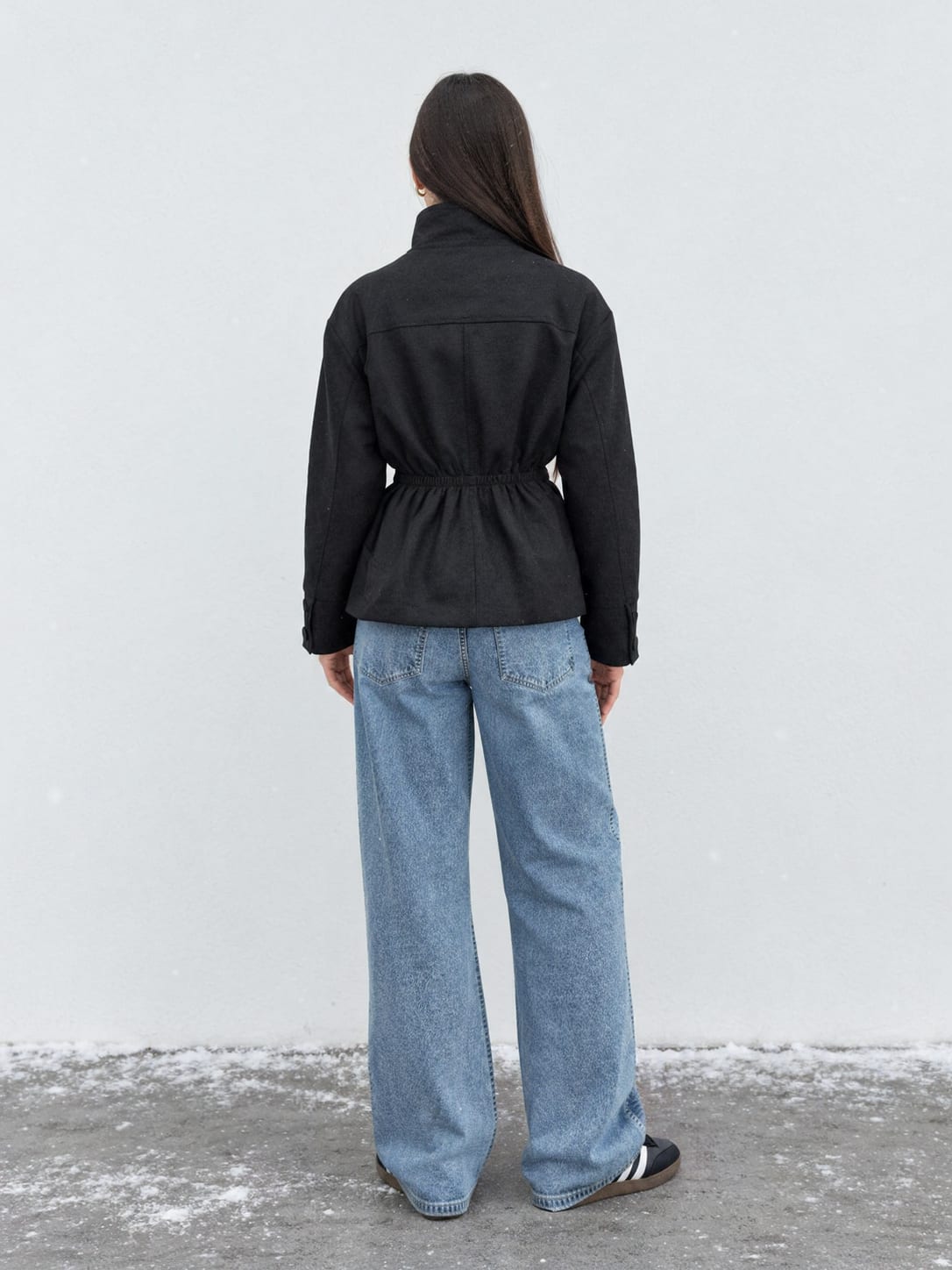 Suede Belted Jacket – Black