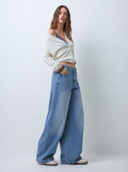 Loose Baggy High Waist Light Vintage Blue Jeans