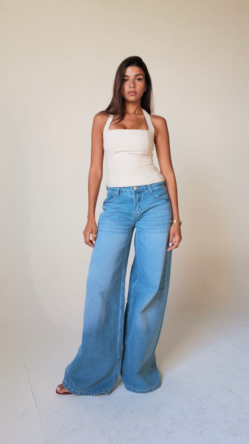 Loose Baggy Mid-Rise Light Vintage Blue Jeans Baggy CIZARO - Cizaro Jeans