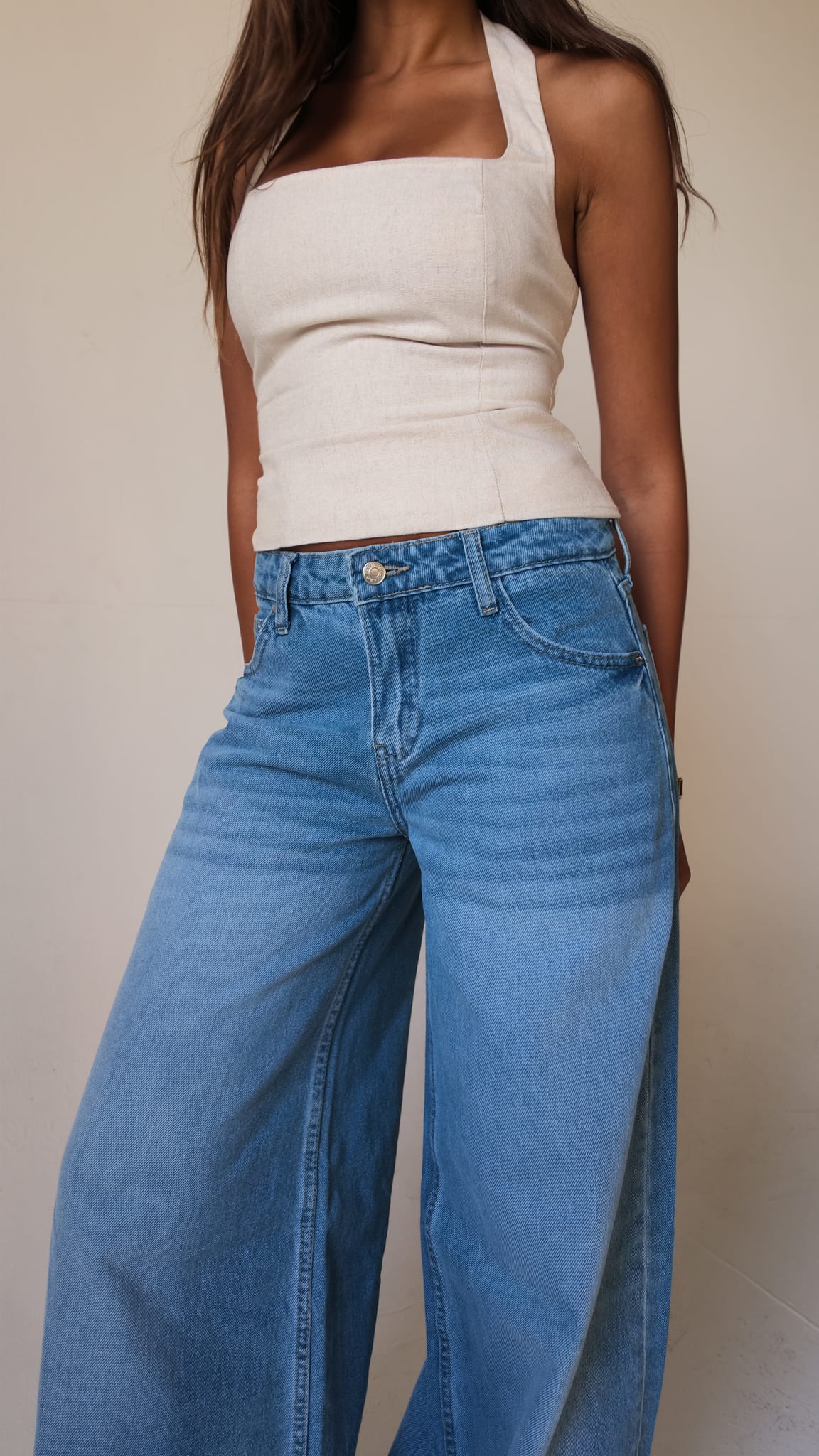 Loose Baggy Mid-Rise Light Vintage Blue Jeans Baggy CIZARO - Cizaro Jeans