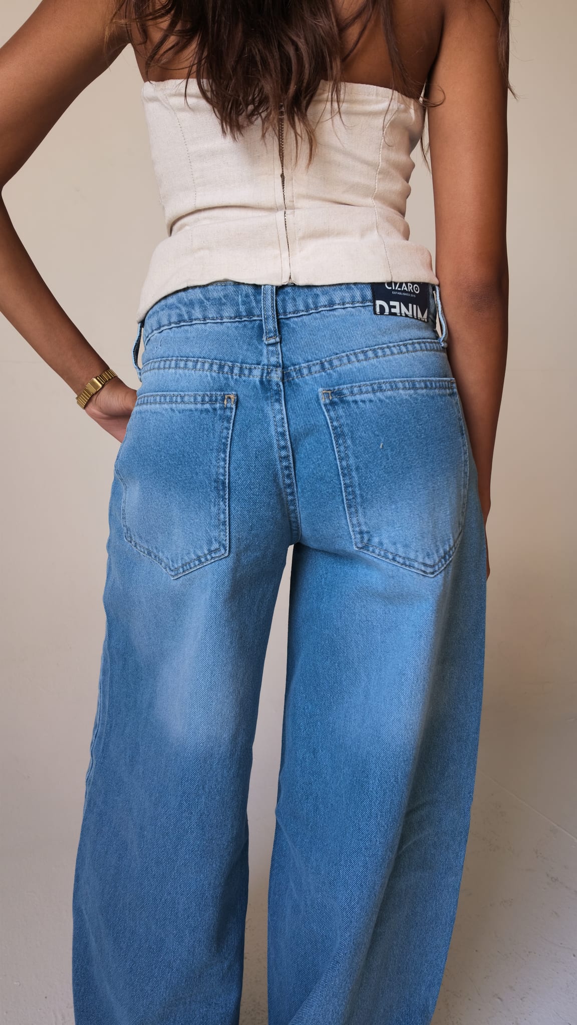 Loose Baggy Mid-Rise Light Vintage Blue Jeans Baggy CIZARO - Cizaro Jeans