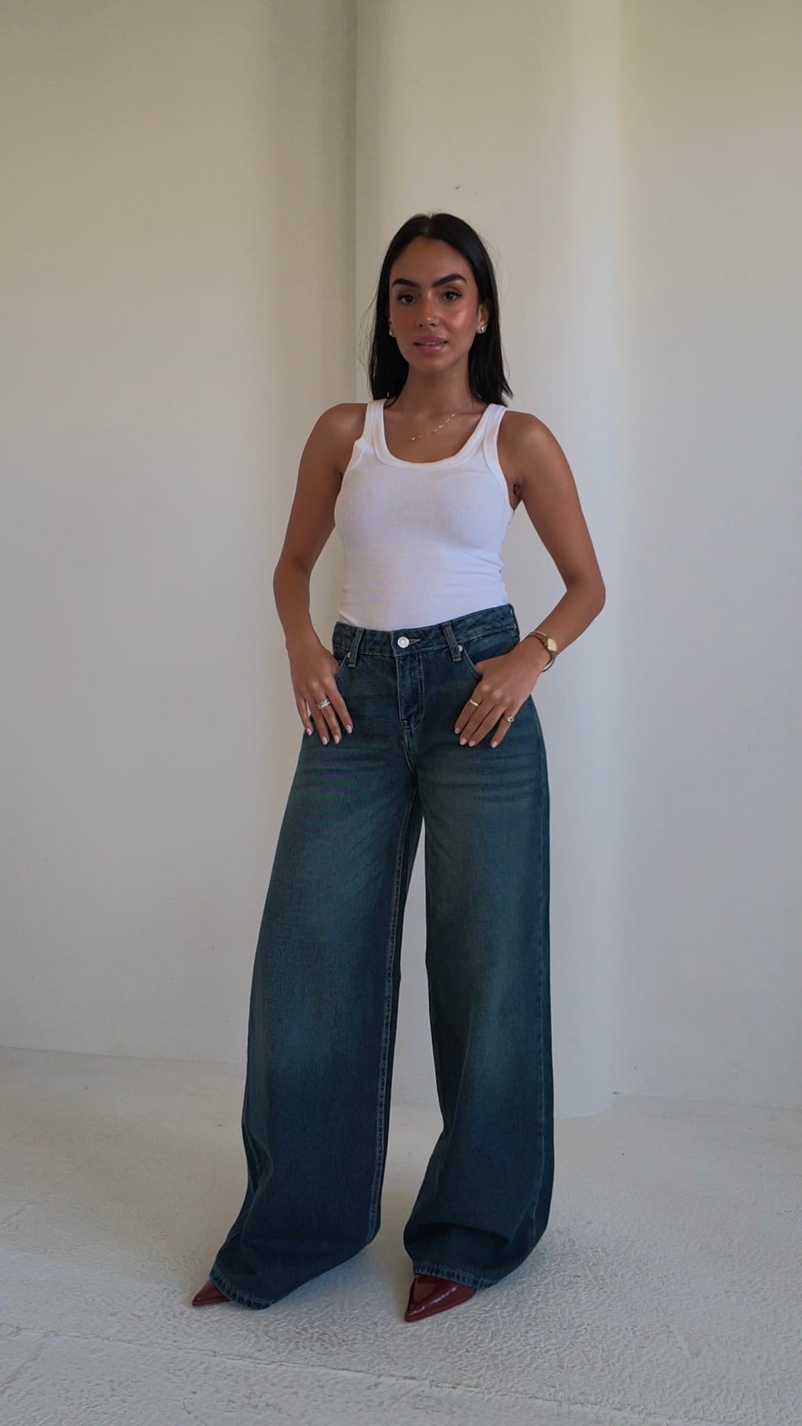 Loose Baggy – Mid Rise Mid Vintage Green Jeans