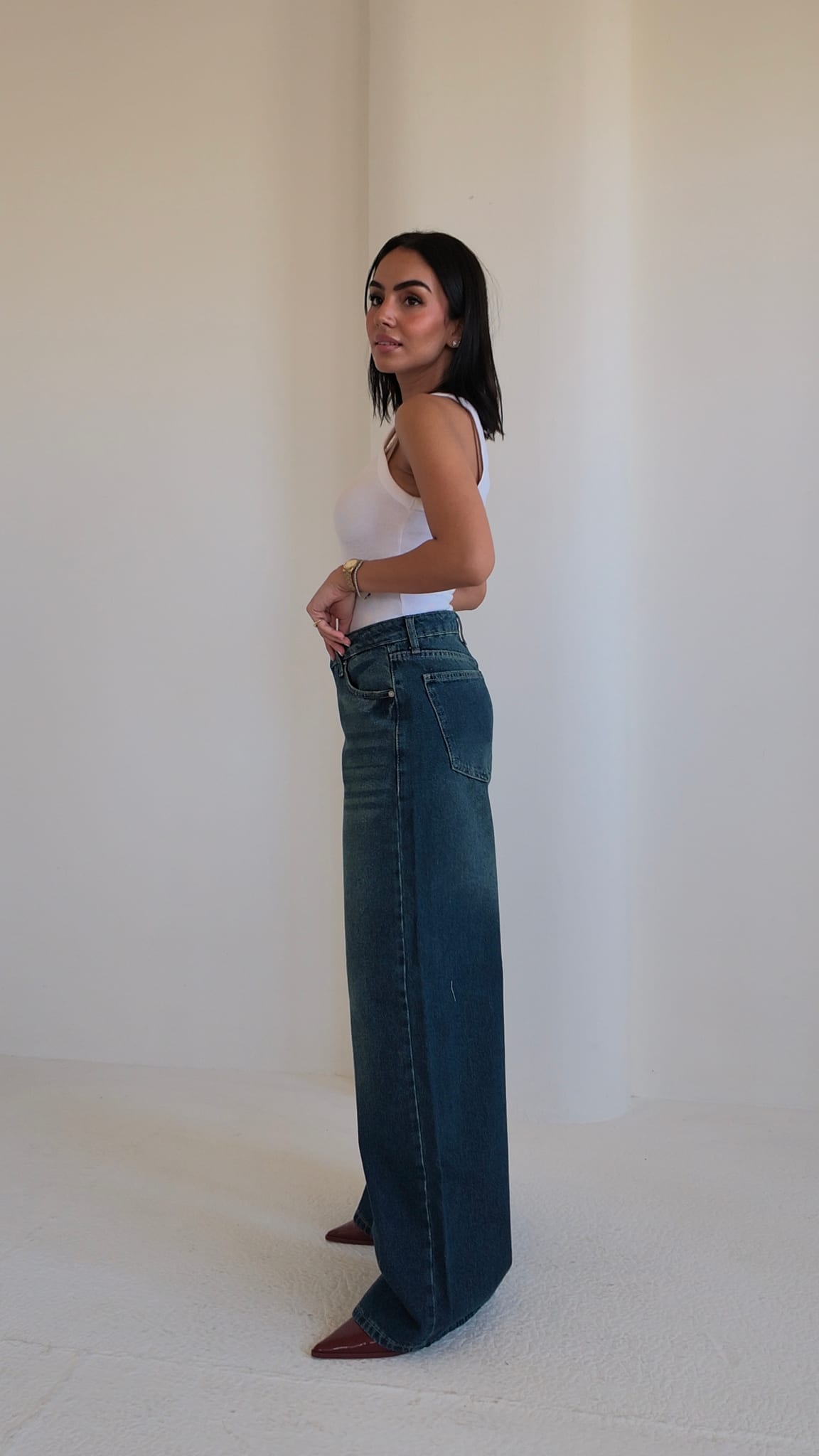 Loose Baggy – Mid Rise Mid Vintage Green Jeans