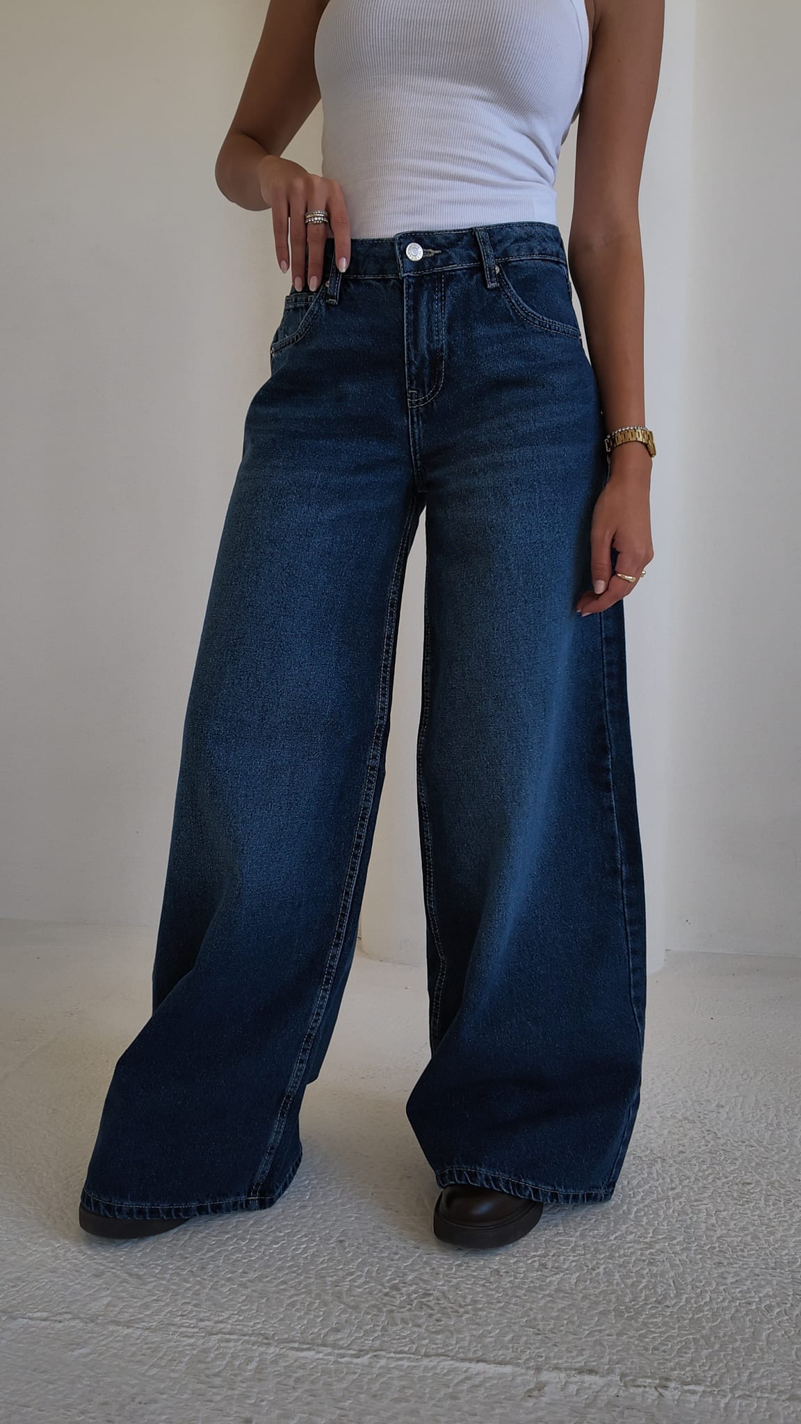 Loose Baggy – Mid Rise Deep Ocean Blue Jeans