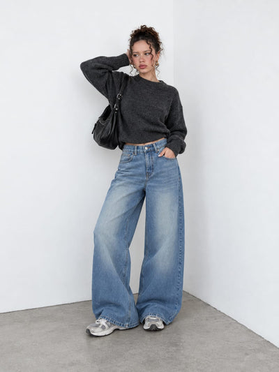 Loose Baggy High-Waist Powder Blue Jeans Loose Baggy CIZARO - Cizaro Jeans