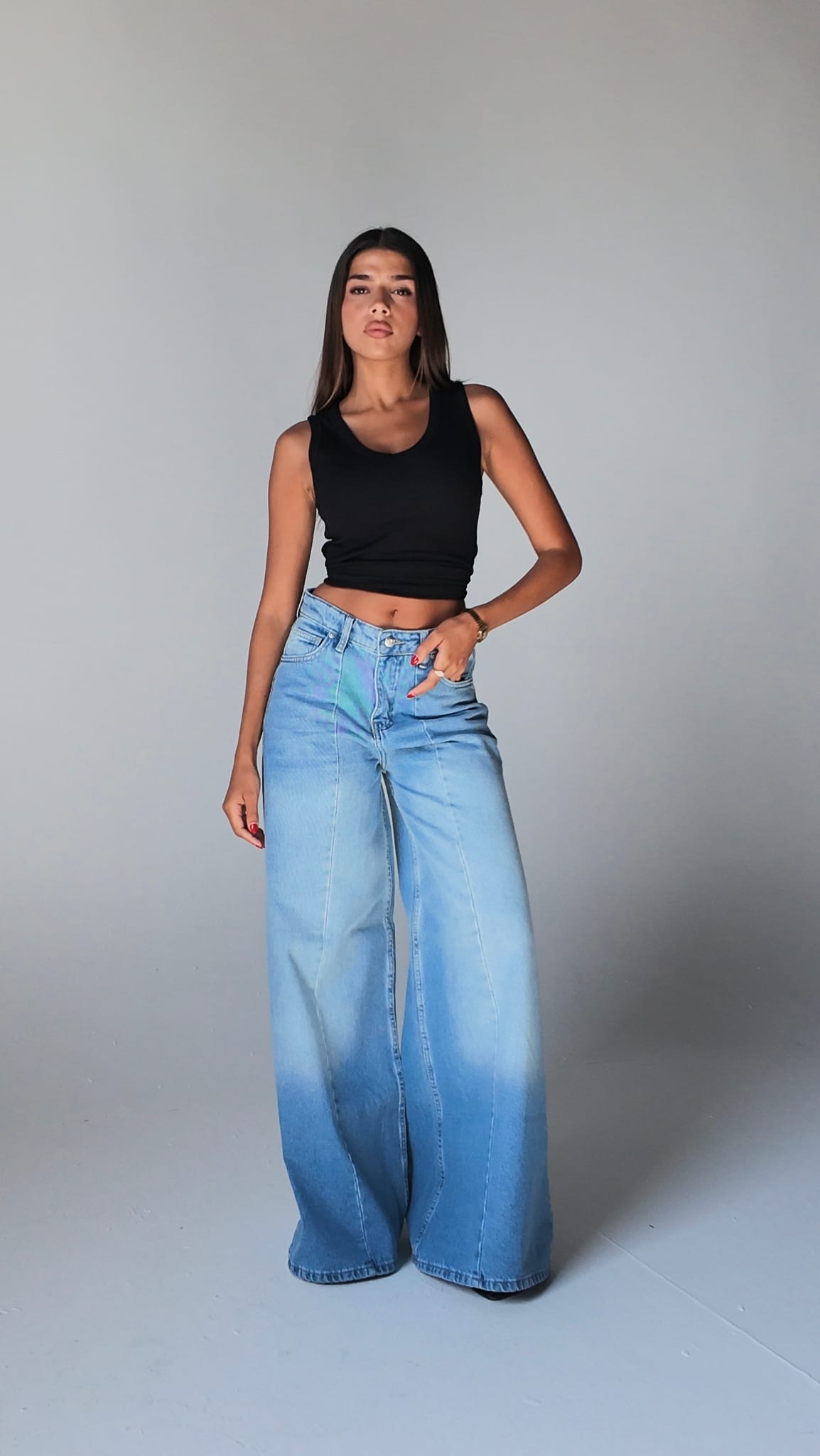Relaxed Baggy High waist Feded powder blue jeans