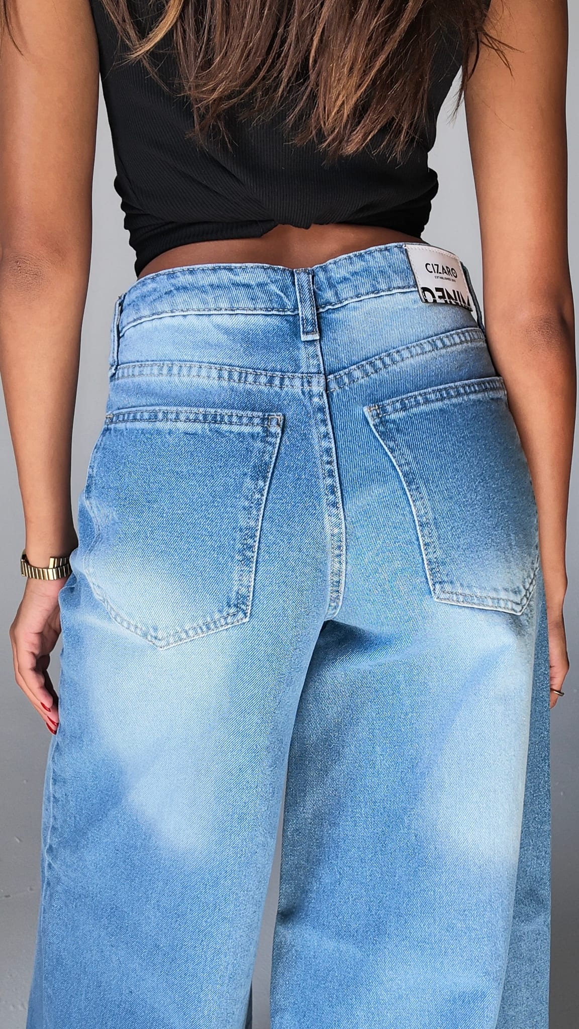 Relaxed Baggy High waist Feded powder blue jeans