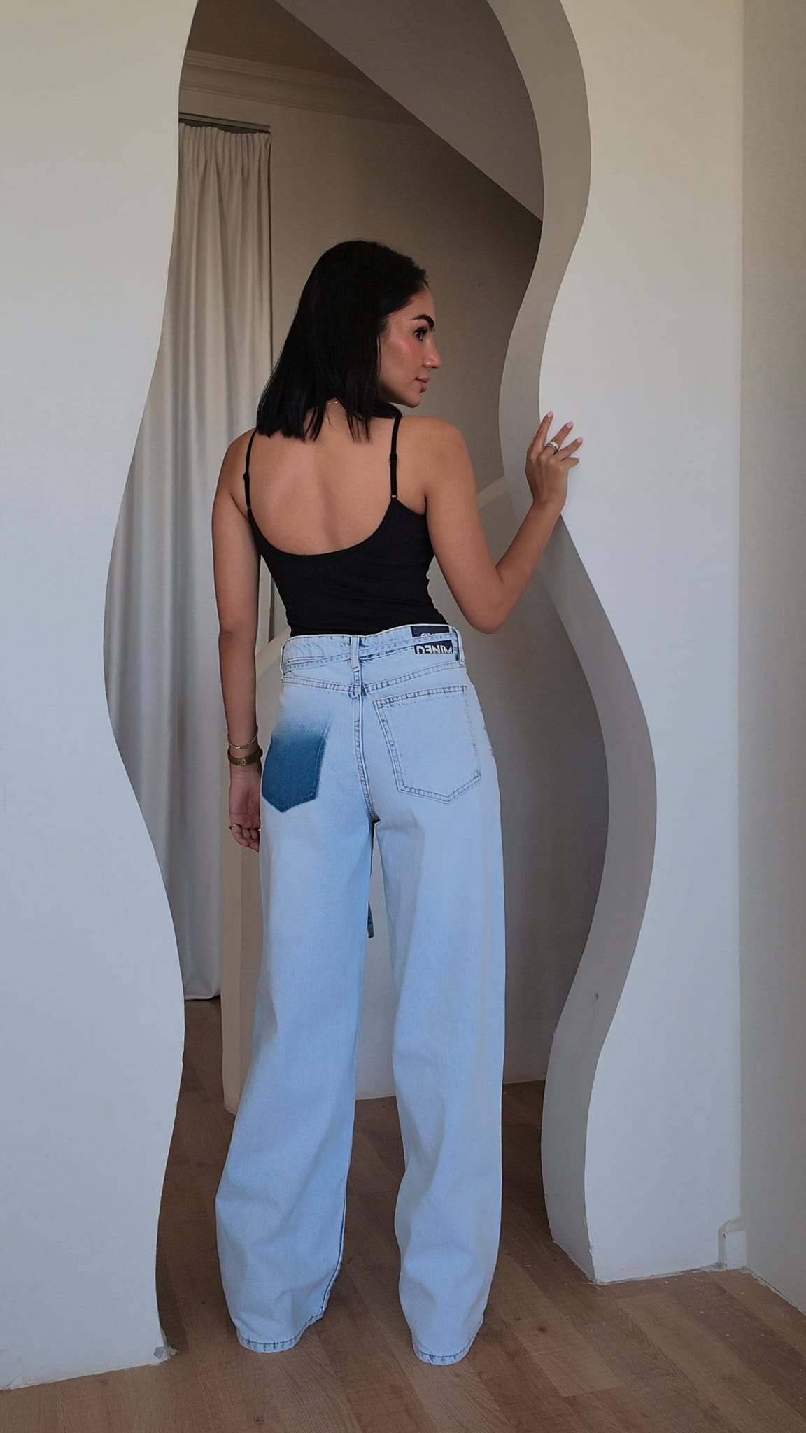 Super Baggy – High Waist Tie-Belt Powder Blue Jeans