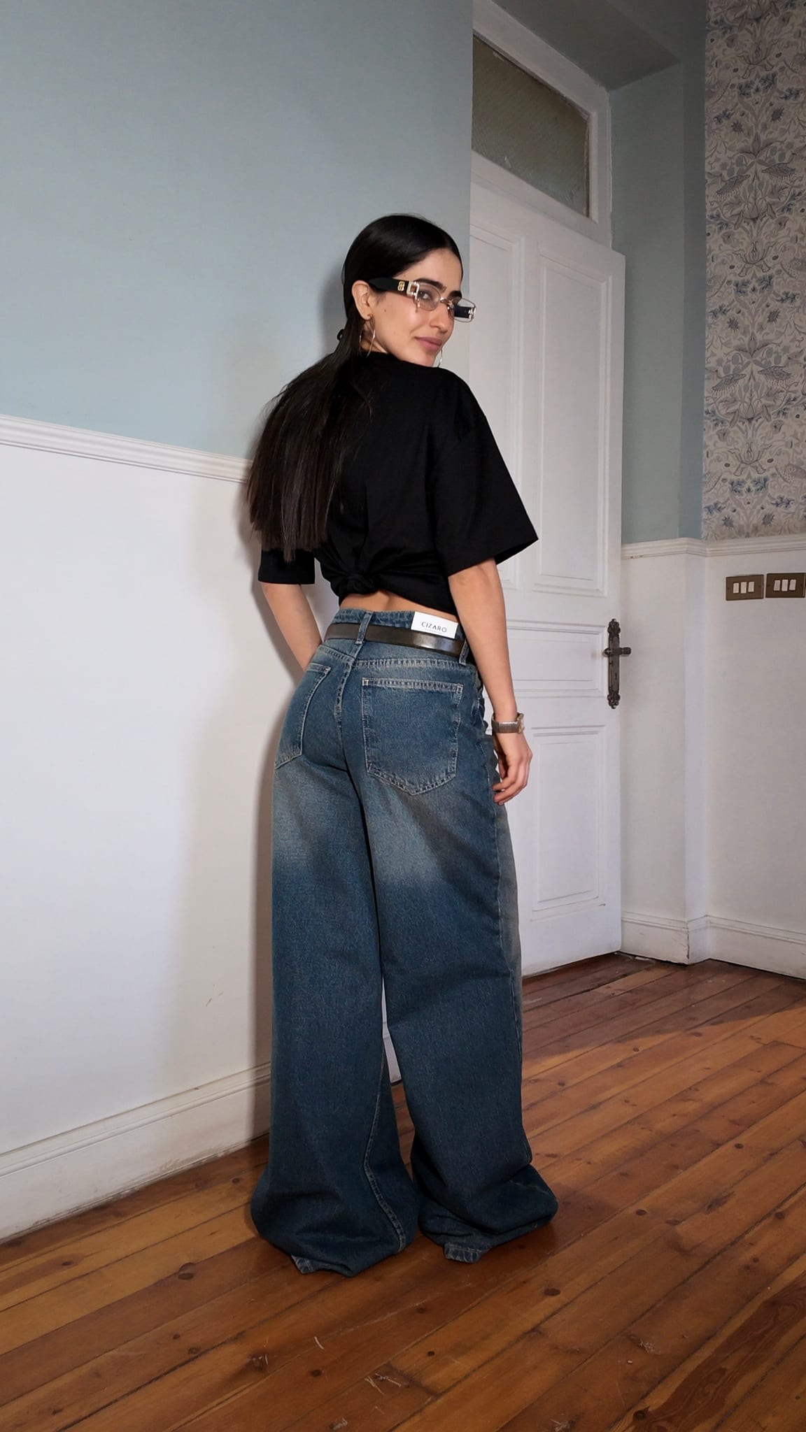 Super Baggy High-Waist Faded Vintage Blue Jeans