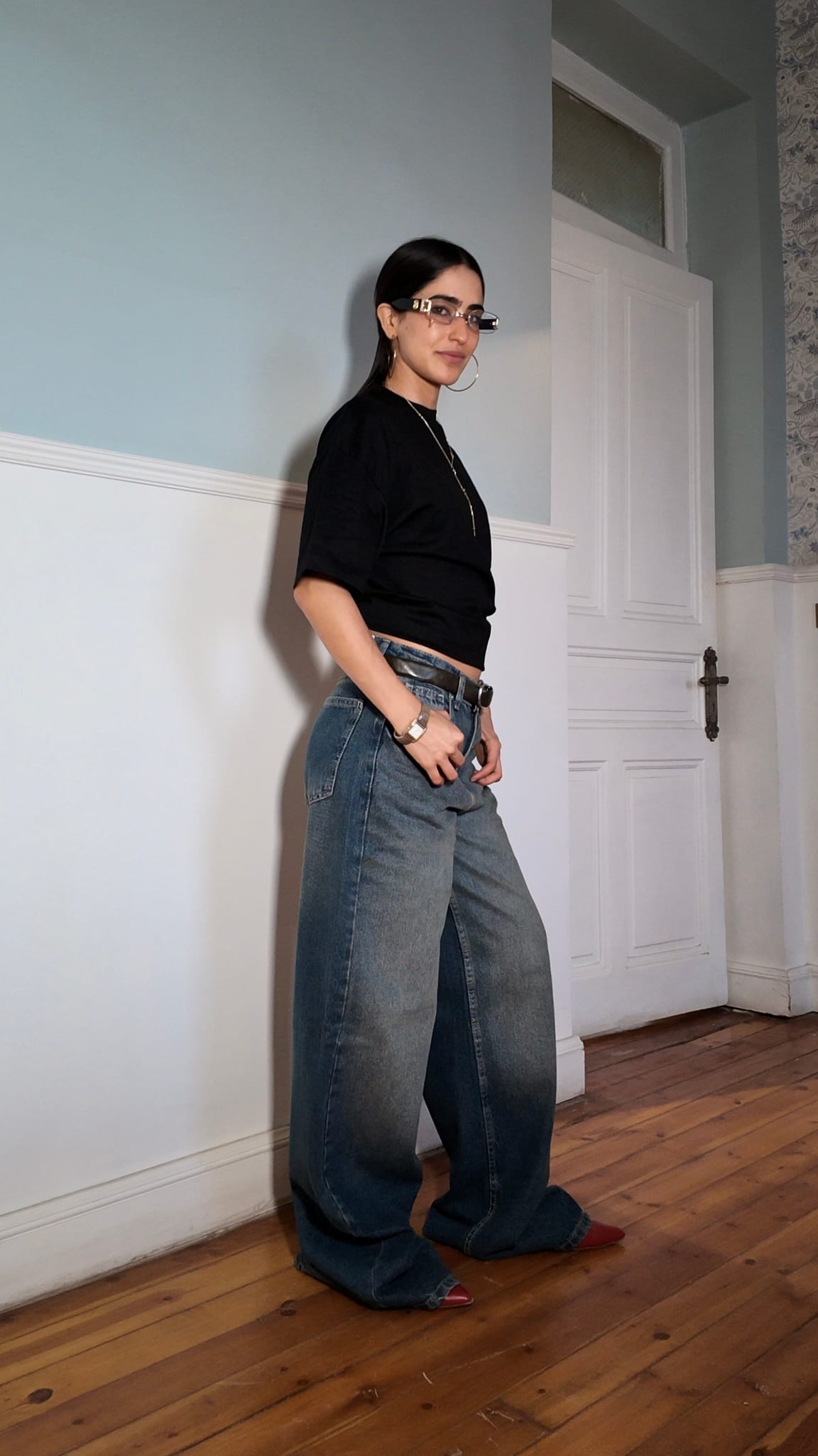 Super Baggy High-Waist Faded Vintage Blue Jeans