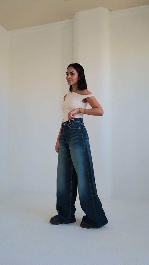 Super Baggy High-Waist Midnight Vintage Green Jeans Super Baggy CIZARO - Cizaro Jeans