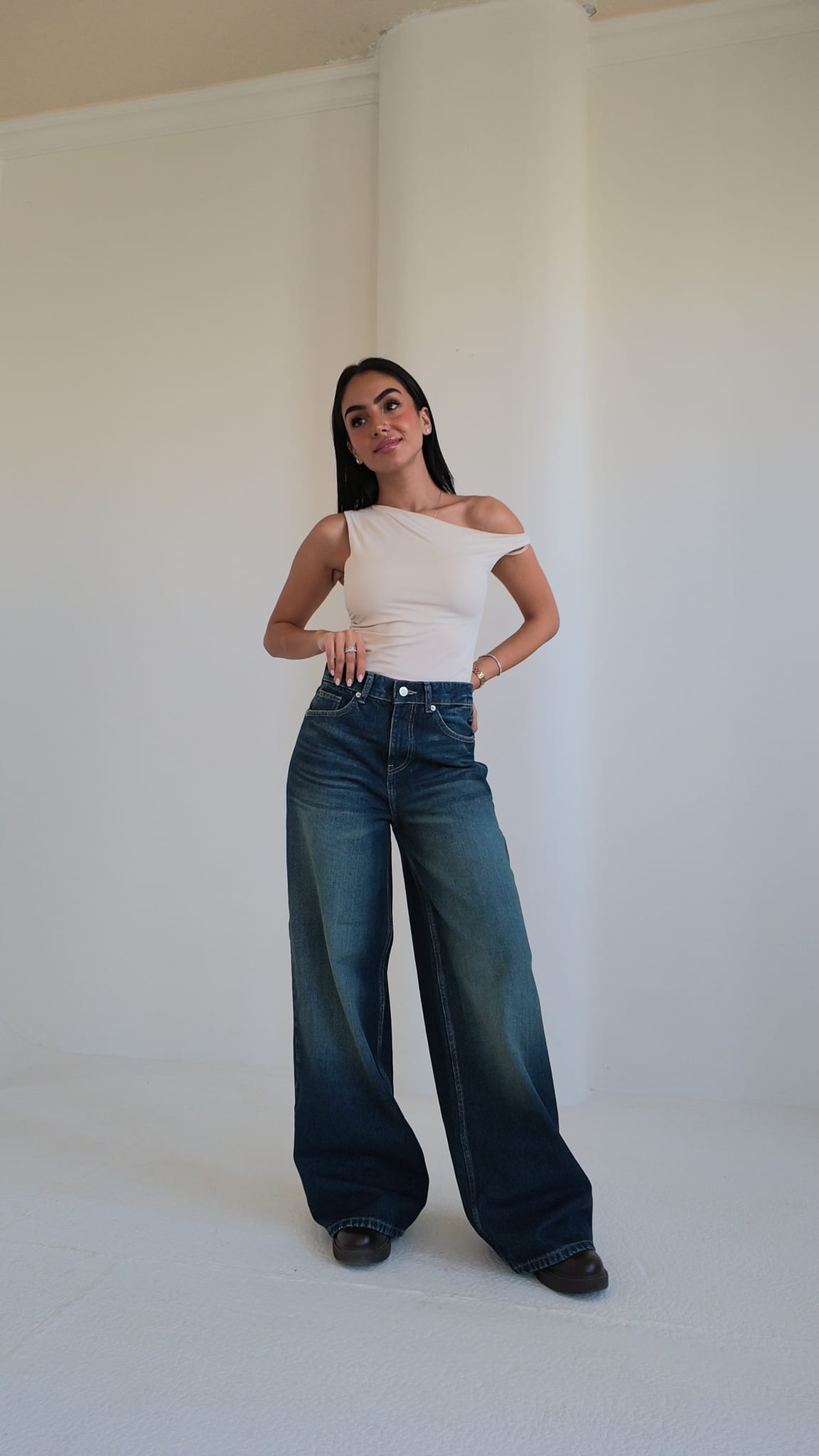 Super Baggy High-Waist Midnight Vintage Green Jeans Super Baggy CIZARO - Cizaro Jeans