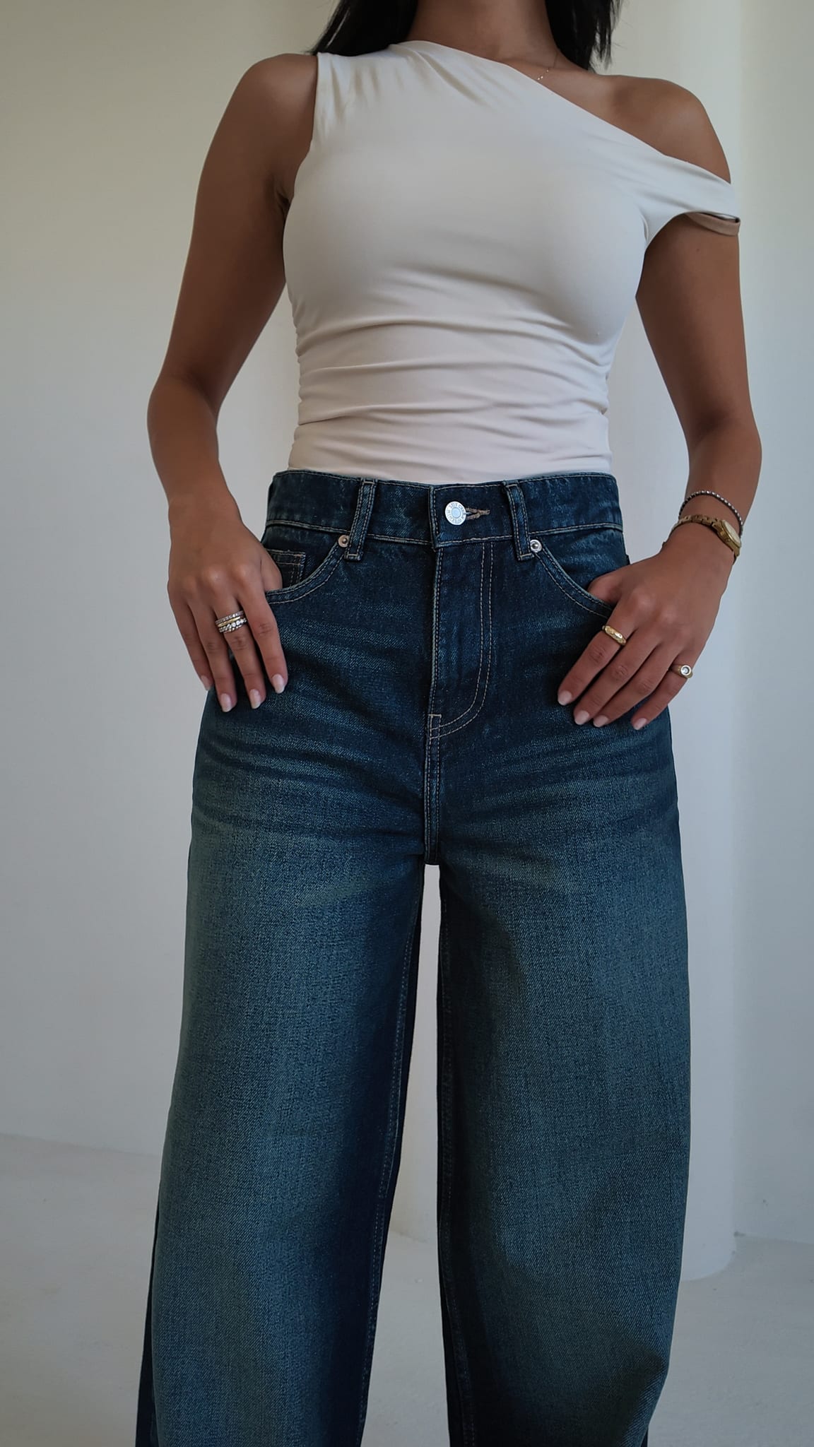 Super Baggy High-Waist Midnight Vintage Green Jeans Super Baggy CIZARO - Cizaro Jeans