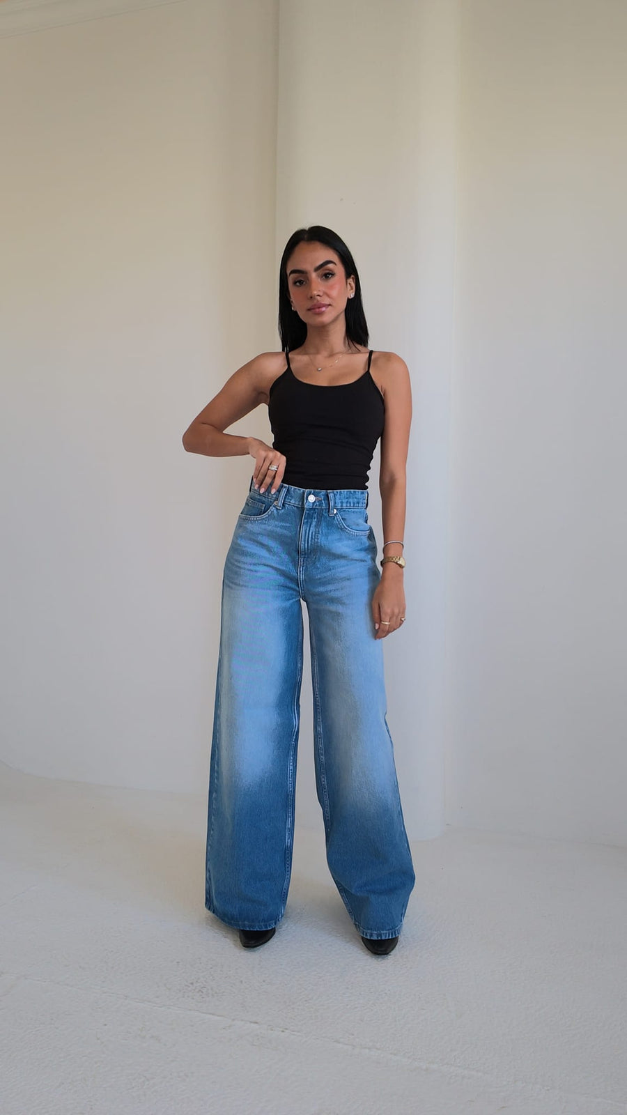Super Baggy High-Waist Faded Vintage Blue Jeans