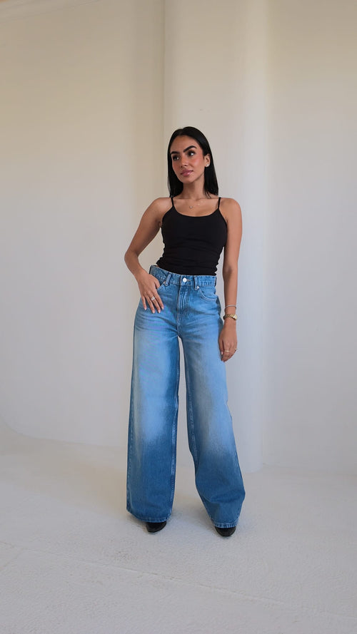 Super Baggy High-Waist Faded Vintage Blue Jeans Super Baggy CIZARO - Cizaro Jeans