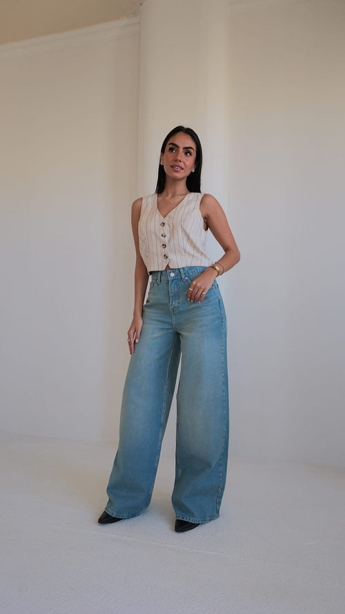 Super Baggy High-Waist Vintage Sky Blue Jeans Super Baggy CIZARO - Cizaro Jeans