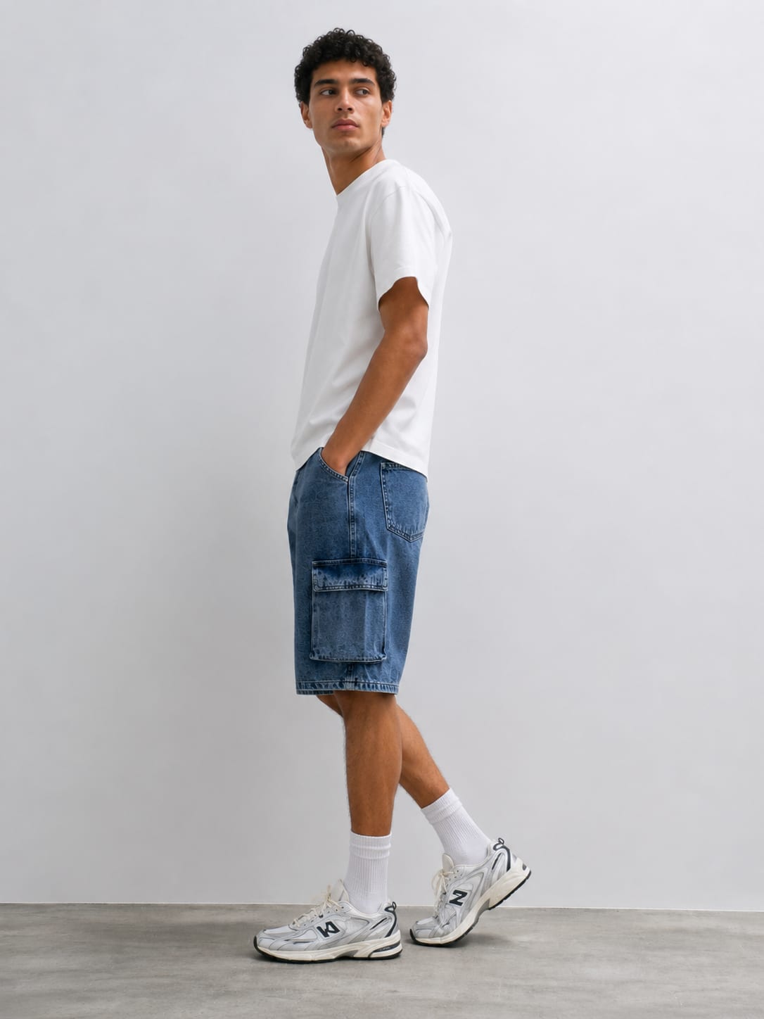 Cargo Denim Shorts Cargo Denim Shorts – Mid-Washed Blue CIZARO - Cizaro Jeans