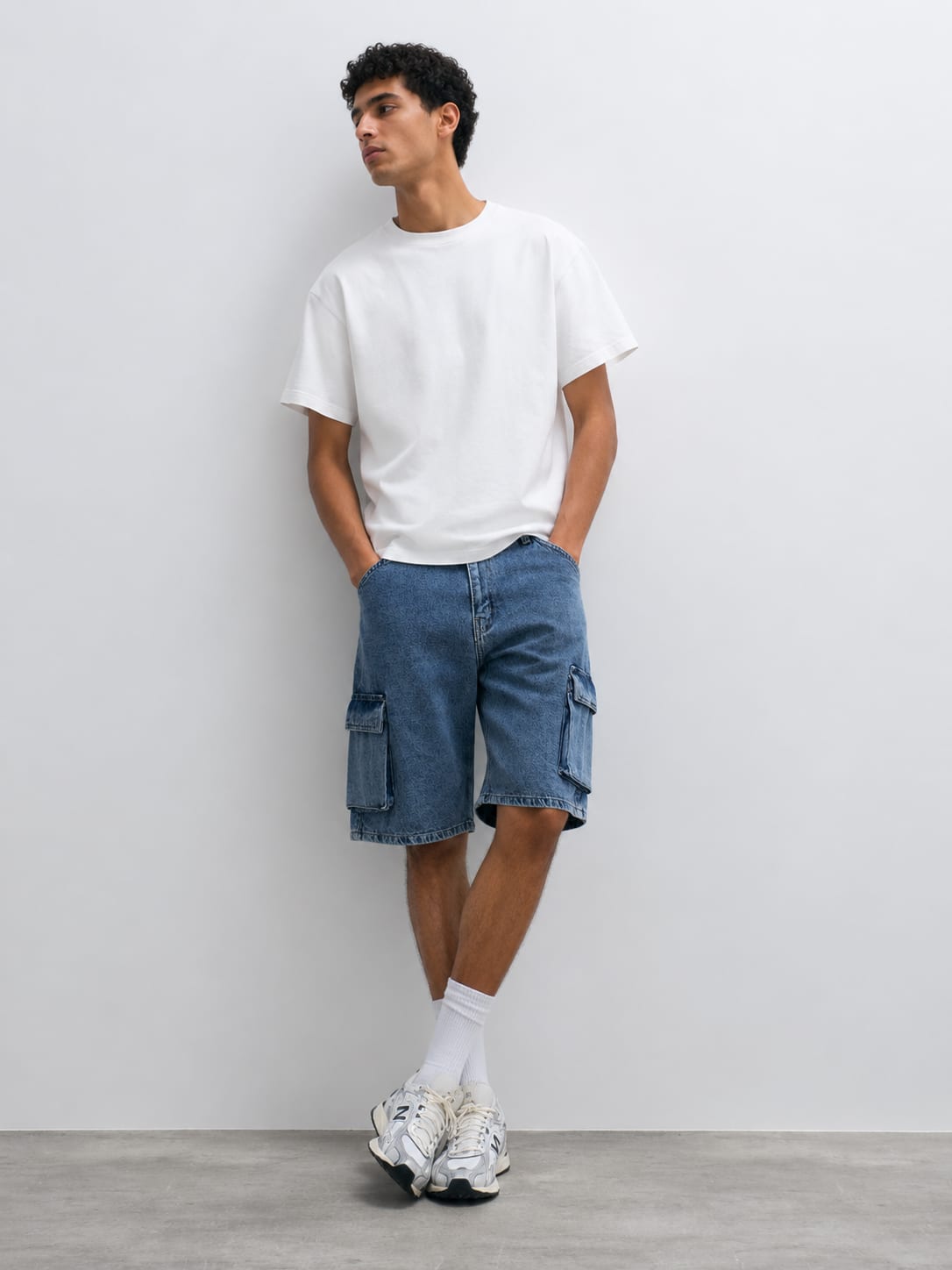Cargo Denim Shorts Cargo Denim Shorts – Mid-Washed Blue CIZARO - Cizaro Jeans