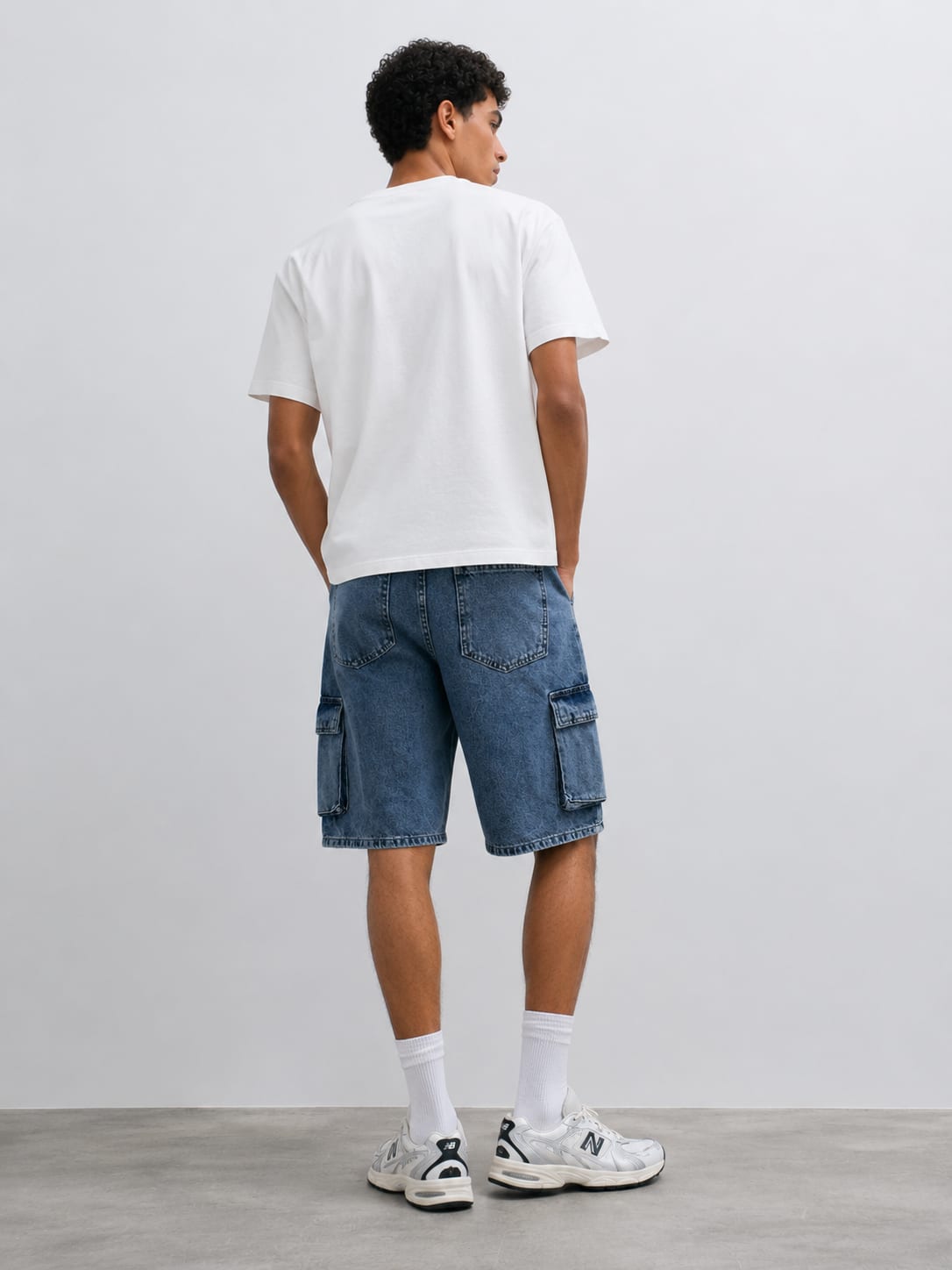 Cargo Denim Shorts Cargo Denim Shorts – Mid-Washed Blue CIZARO - Cizaro Jeans