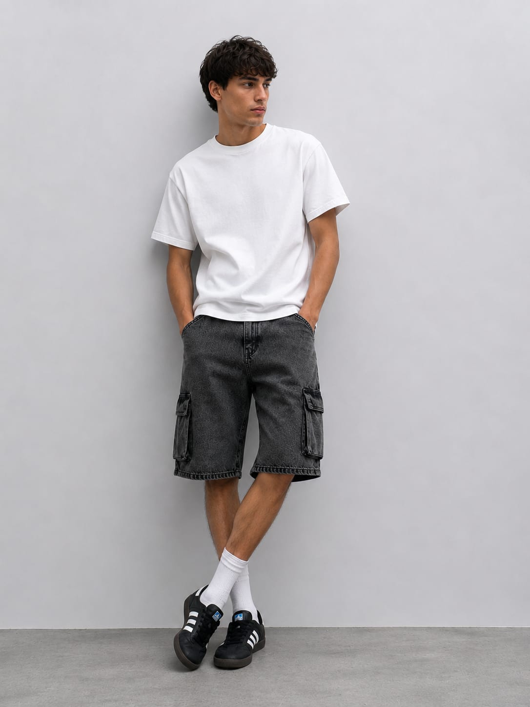 Cargo Denim Shorts Cargo Denim Shorts – Charcoal Black CIZARO - Cizaro Jeans
