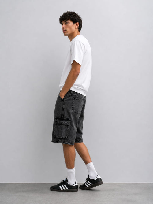 Cargo Denim Shorts Cargo Denim Shorts – Charcoal Black CIZARO - Cizaro Jeans