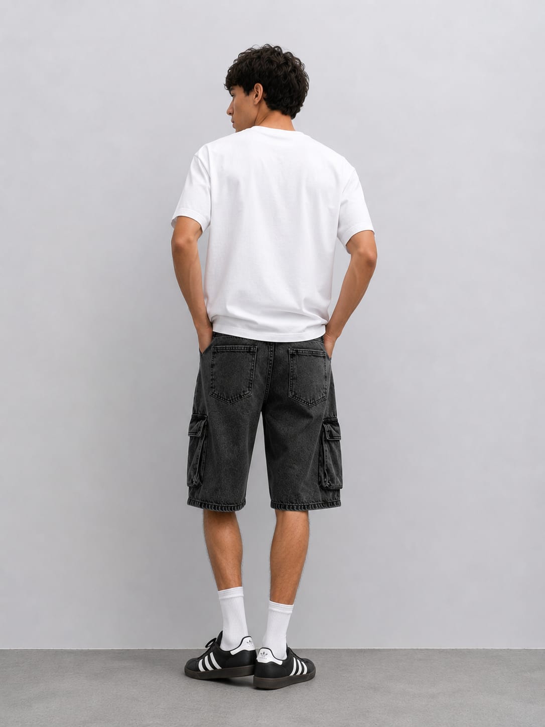 Cargo Denim Shorts Cargo Denim Shorts – Charcoal Black CIZARO - Cizaro Jeans