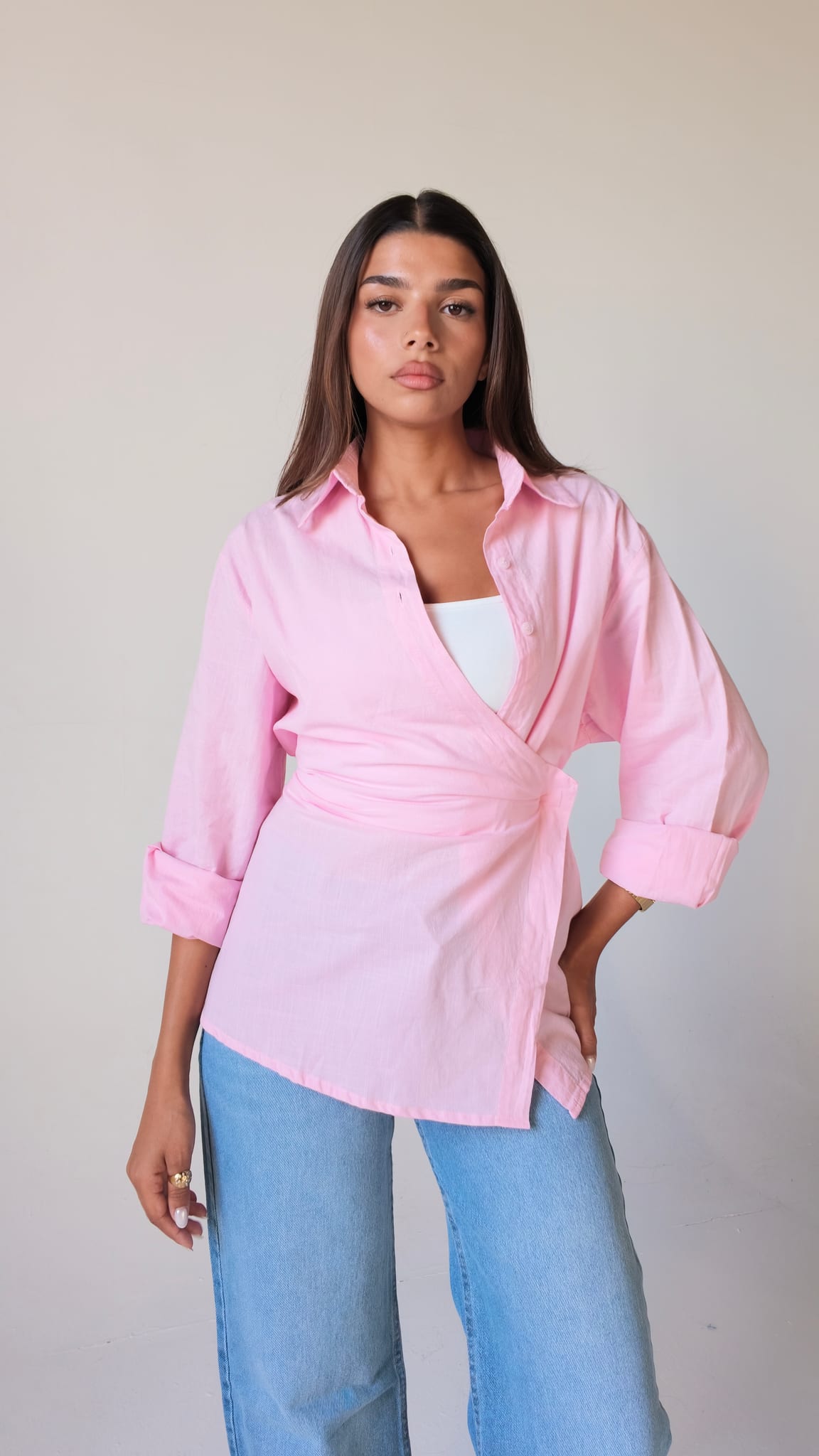 Wrap Shirt Blouse CIZARO - Cizaro Jeans