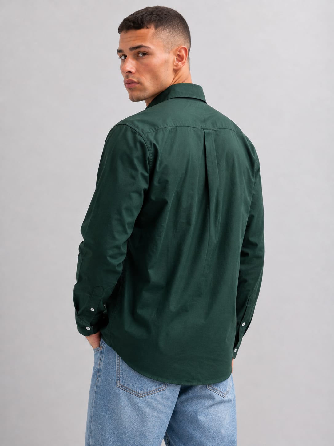 Men Green Long Sleeve Button-Down Shirt Shirt CIZARO - Cizaro Jeans