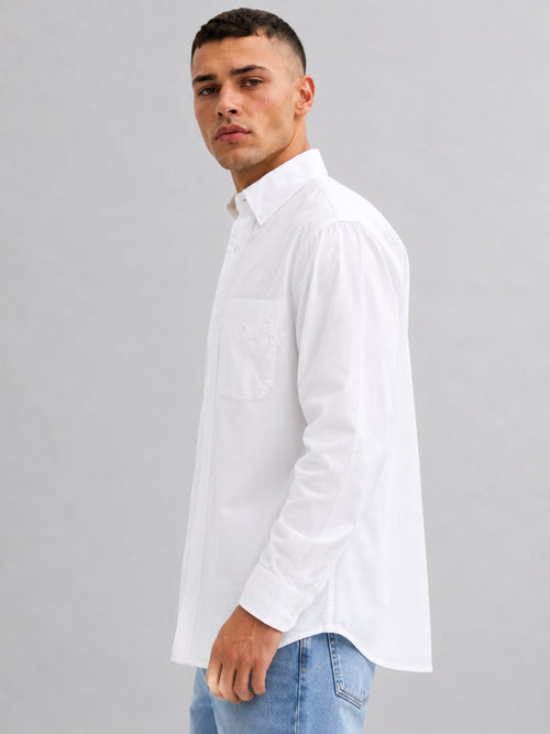 Men White Long Sleeve Button-Down Shirt Shirt CIZARO - Cizaro Jeans