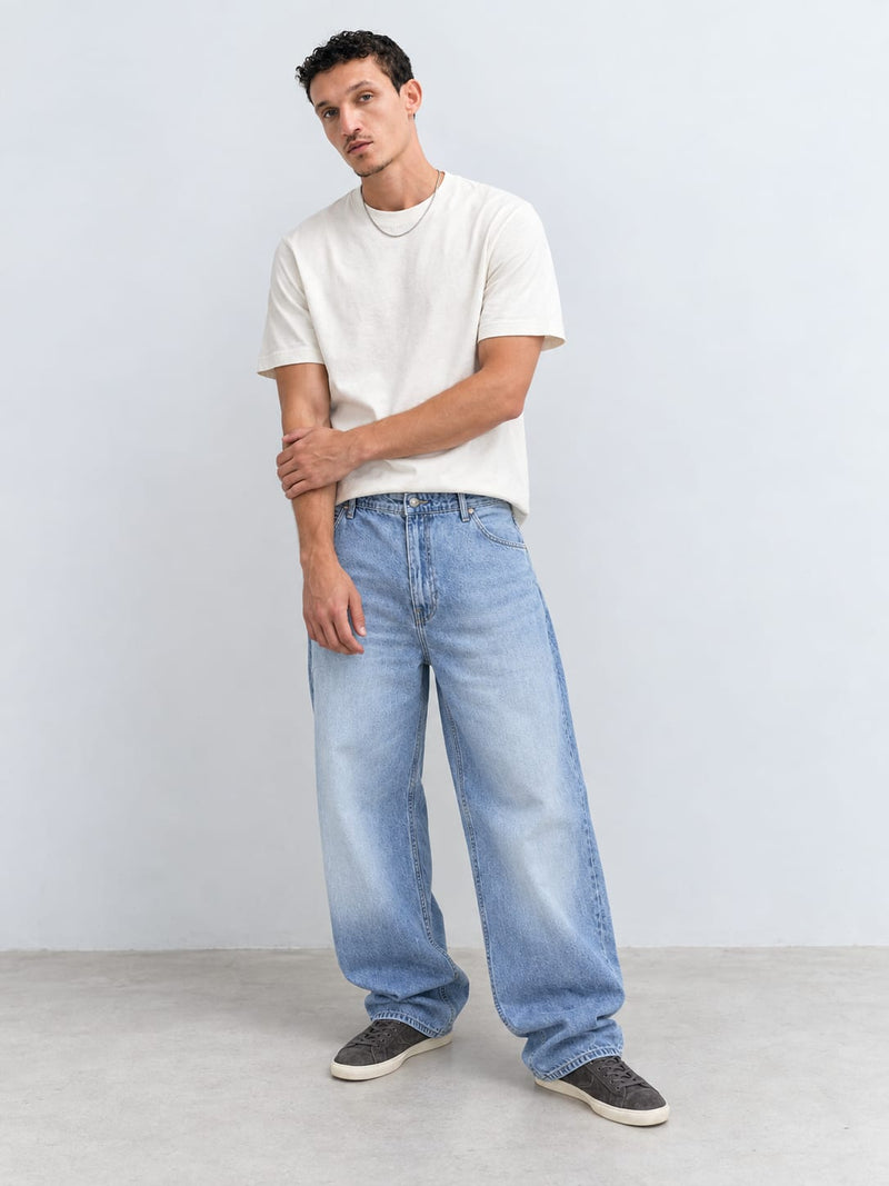 Skater Fit Mid Washed Blue Jeans Skater CIZARO - Cizaro Jeans