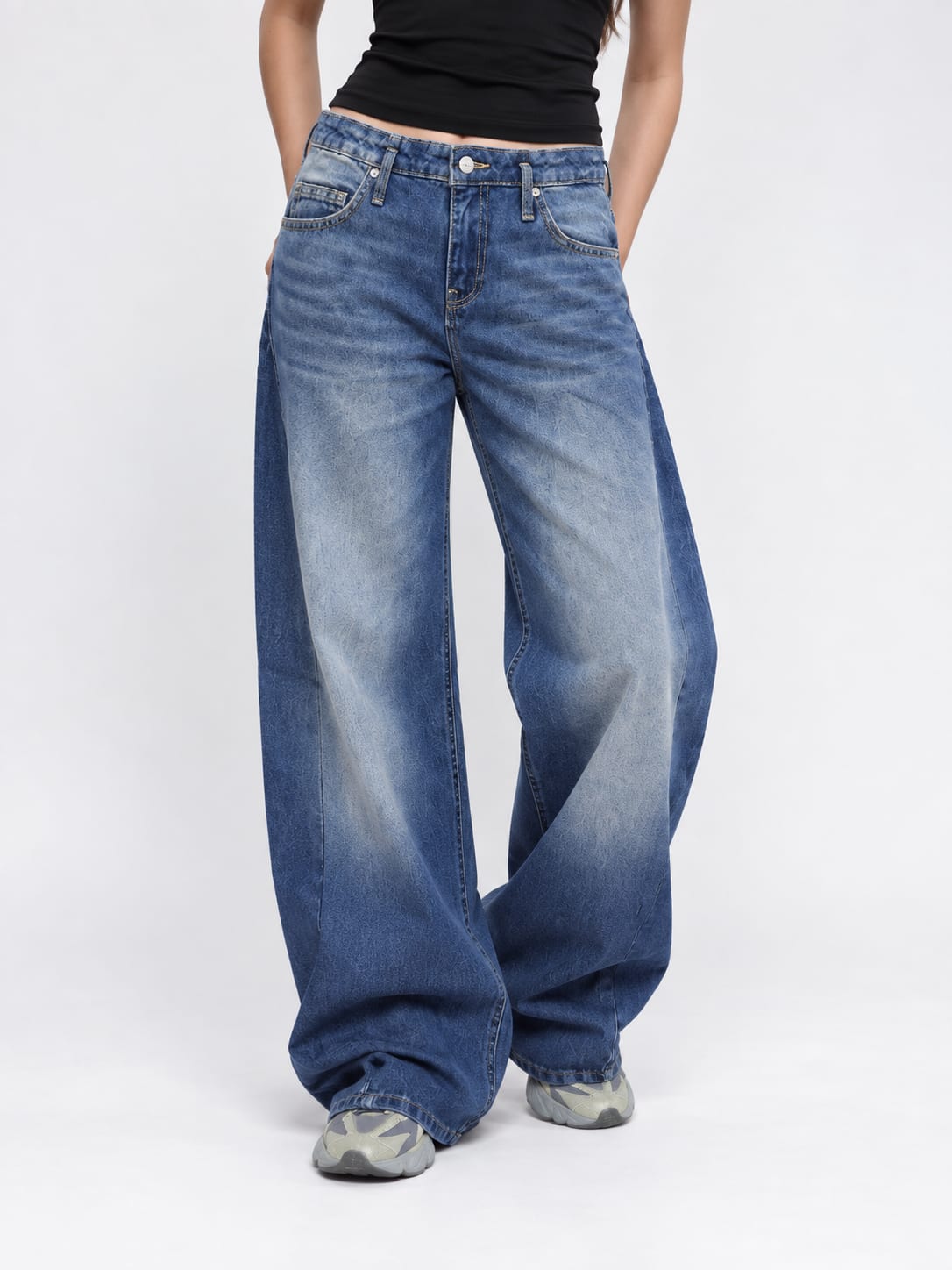 Super Baggy Mid-Rise – Deep Vintage Blue Jeans Super Baggy CIZARO - Cizaro Jeans
