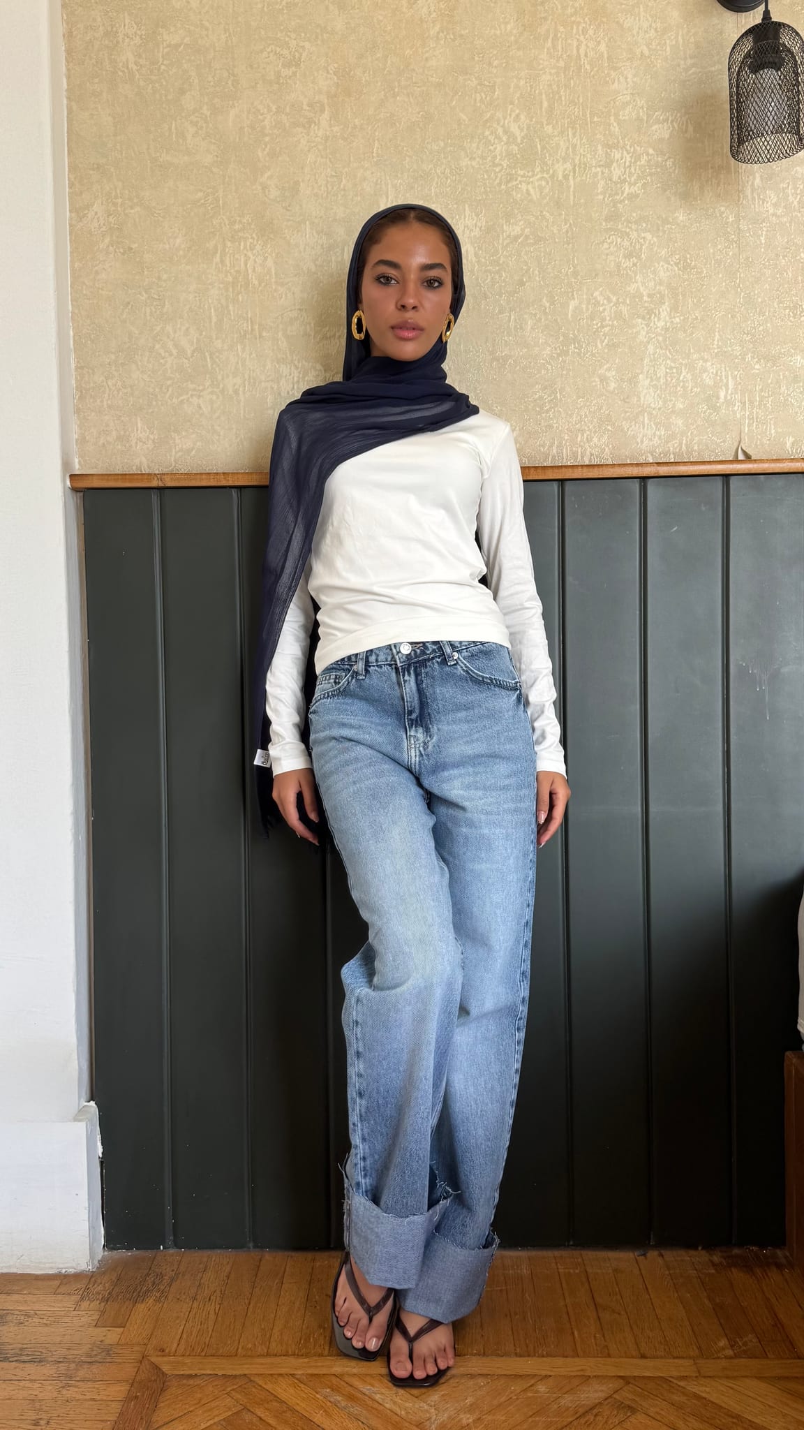 Straight High-Waist Light Vintage Blue Turn-Up Jeans Straight CIZARO - Cizaro Jeans
