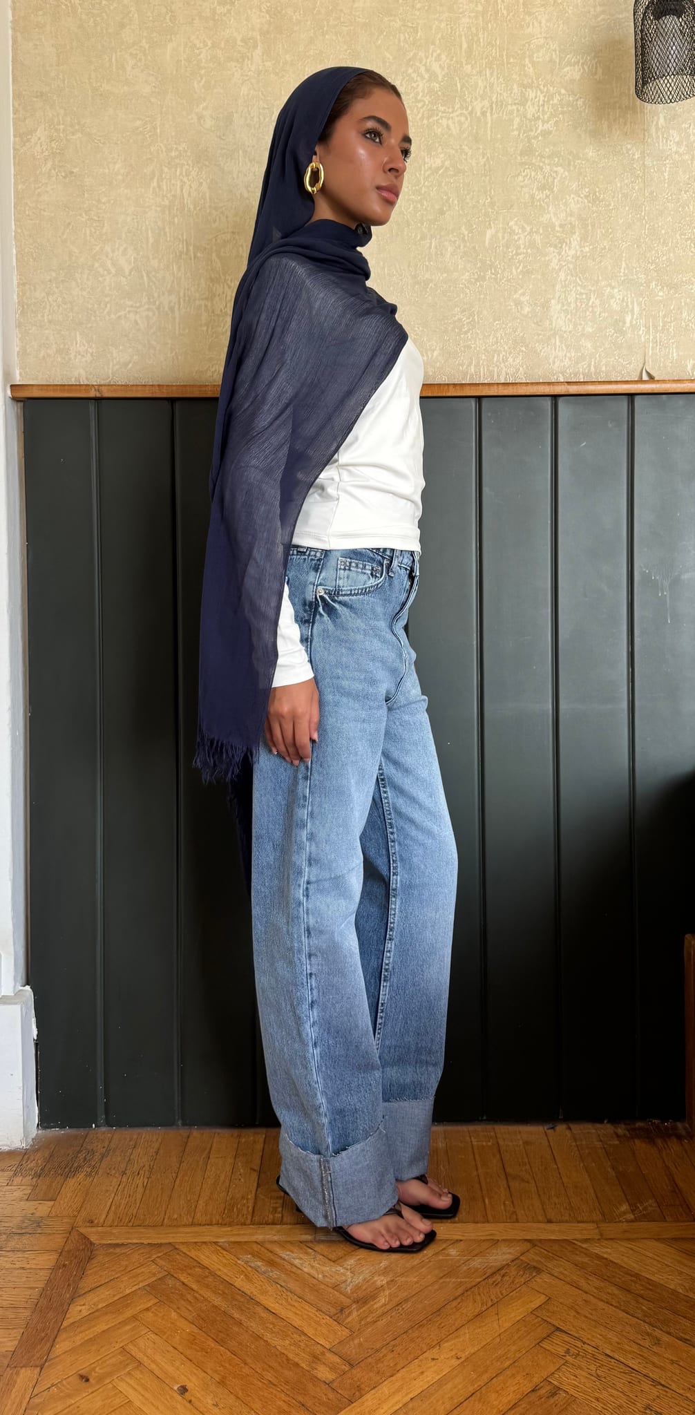 Straight High-Waist Light Vintage Blue Turn-Up Jeans Straight CIZARO - Cizaro Jeans