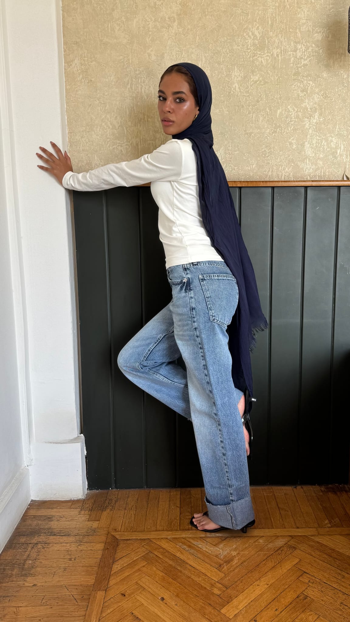 Straight High-Waist Light Vintage Blue Turn-Up Jeans Straight CIZARO - Cizaro Jeans