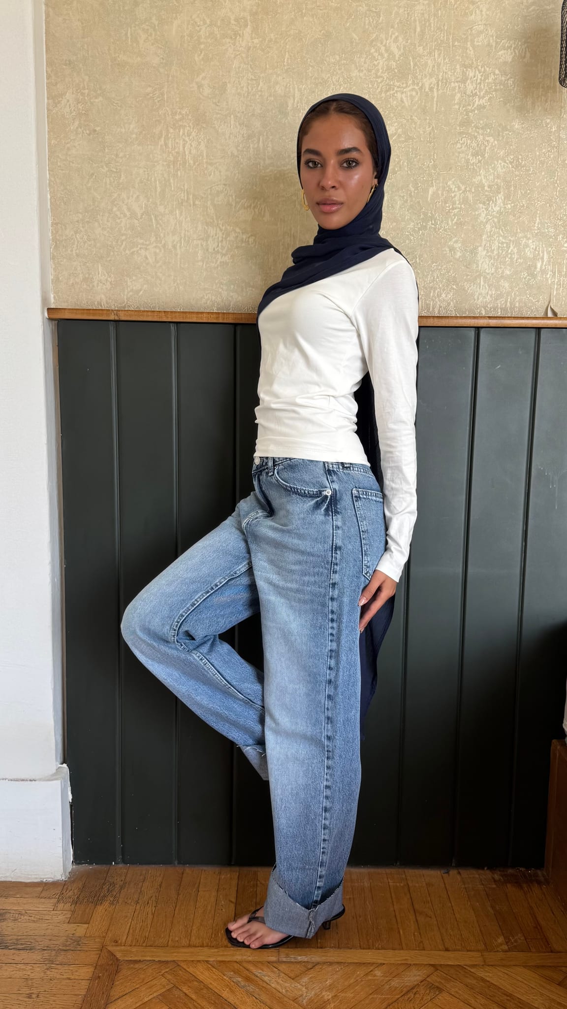 Straight High-Waist Light Vintage Blue Turn-Up Jeans Straight CIZARO - Cizaro Jeans