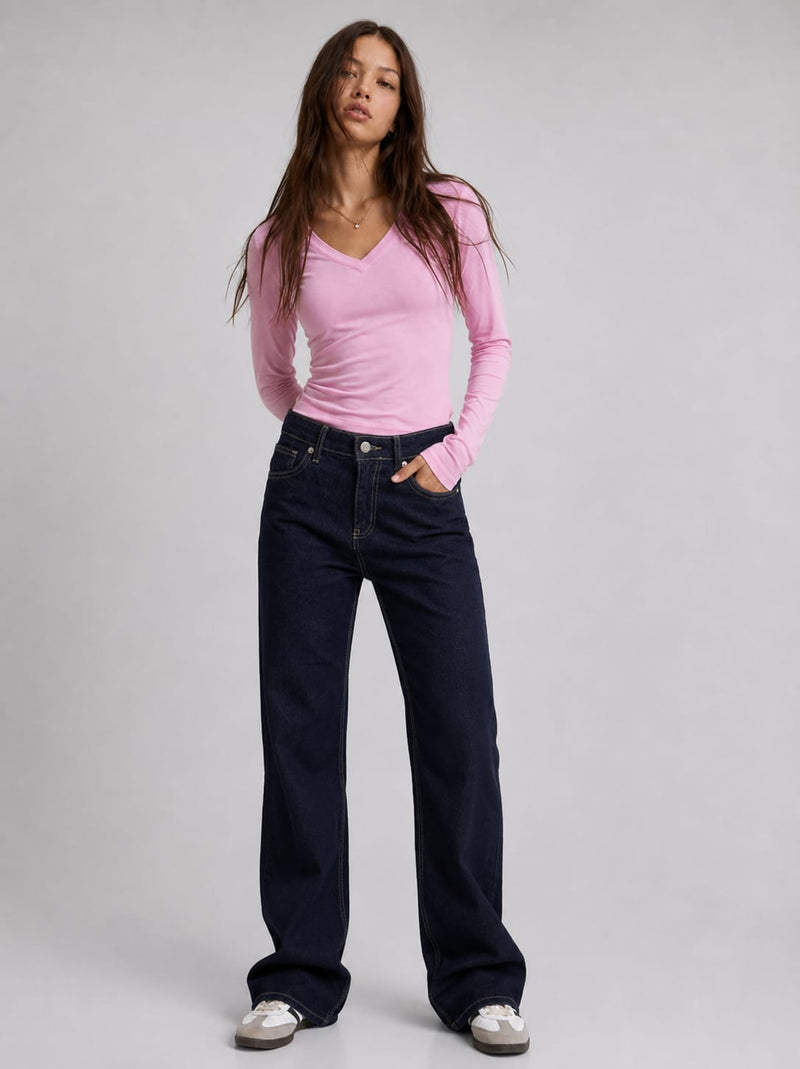 Straight High-Waist Dark Indigo Jeans