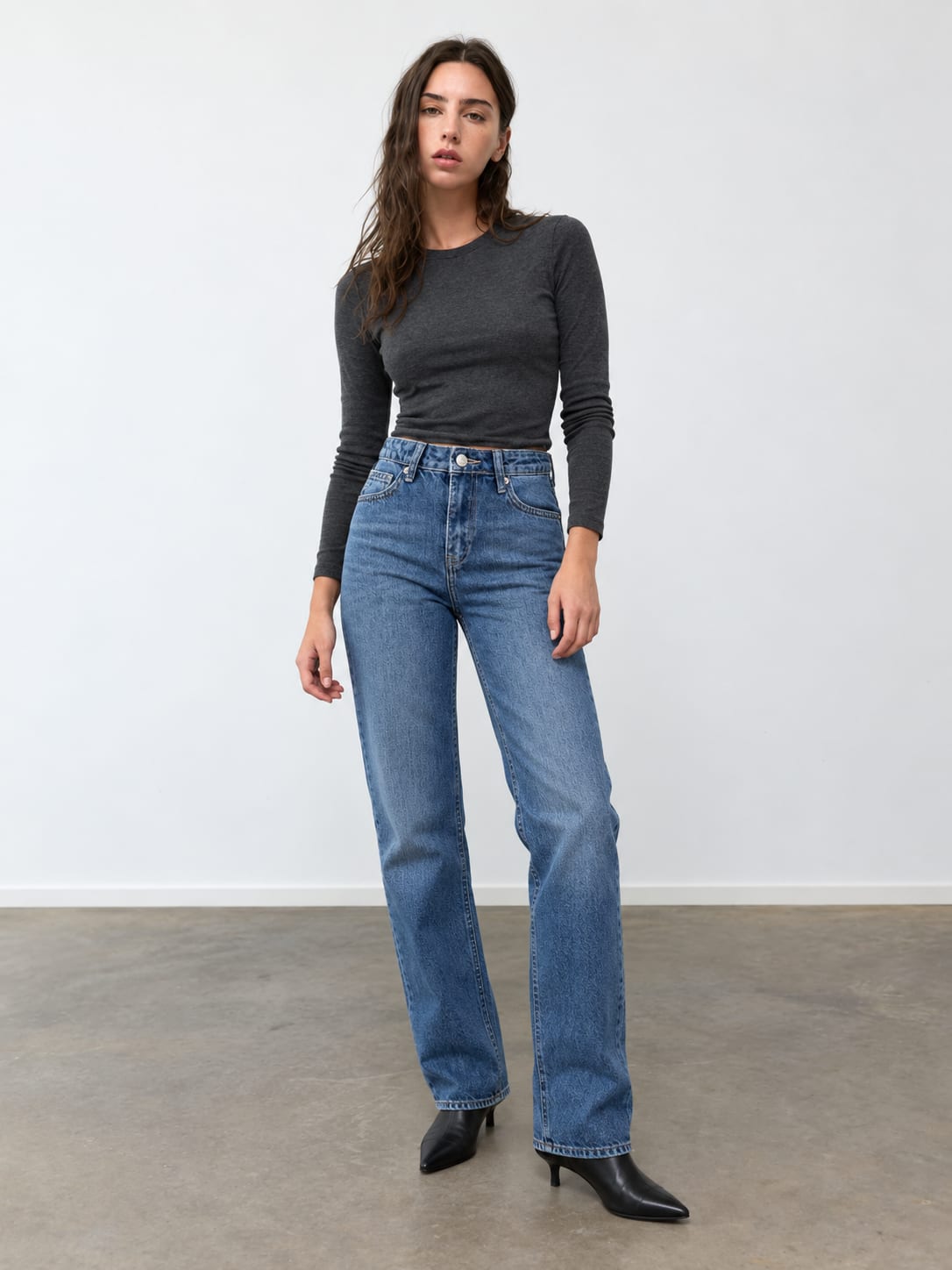 Straight High-Waist Ocean Blue Jeans Straight CIZARO - Cizaro Jeans