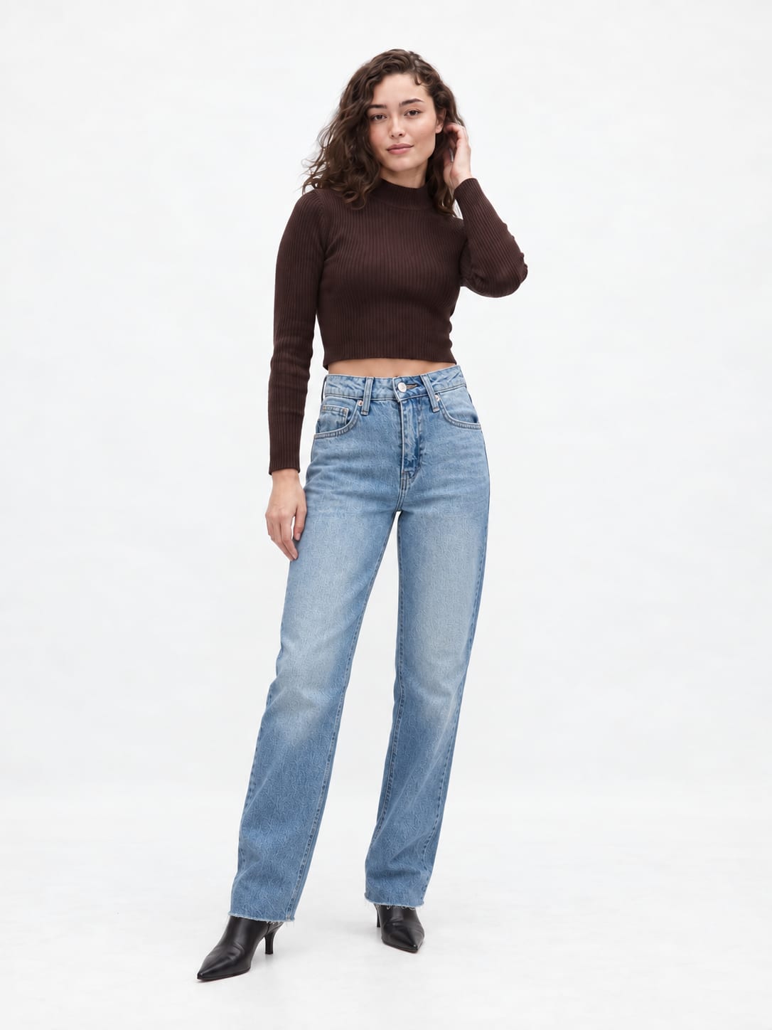 Straight High-Waist Washed Blue Jeans Straight CIZARO - Cizaro Jeans