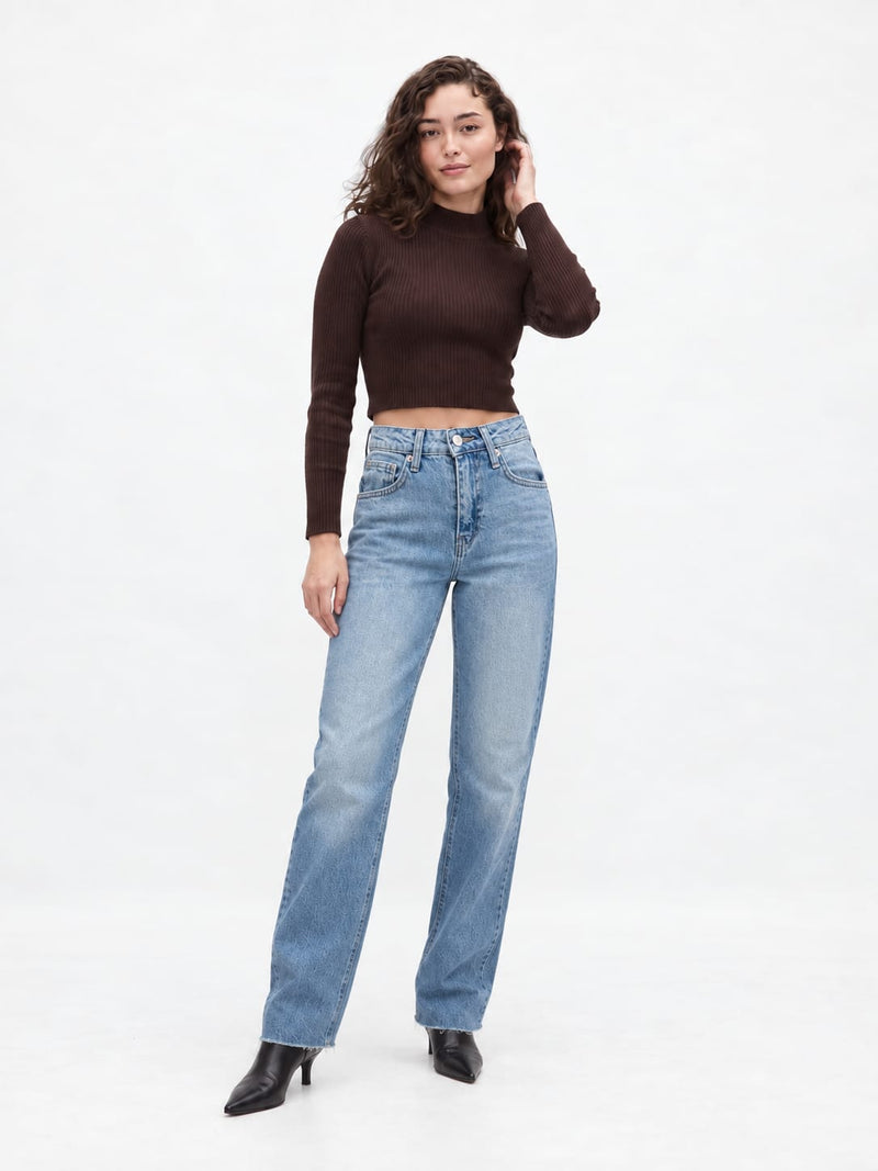 Straight High-Waist – Washed Blue Jeans Straight CIZARO - Cizaro Jeans