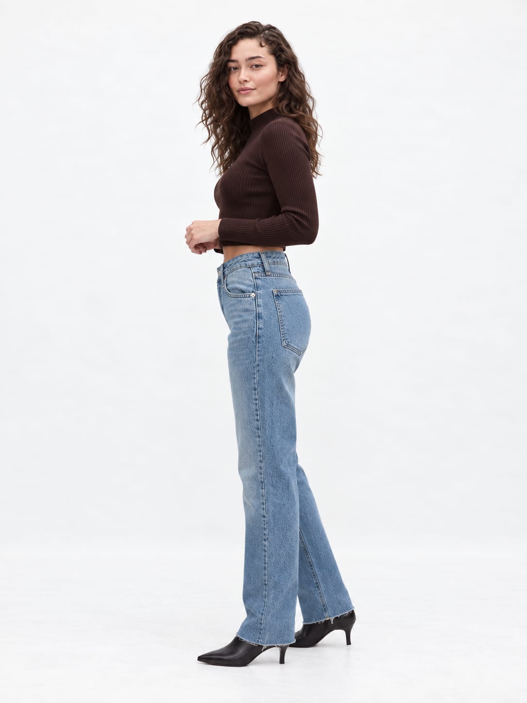 Straight High-Waist Washed Blue Jeans Straight CIZARO - Cizaro Jeans
