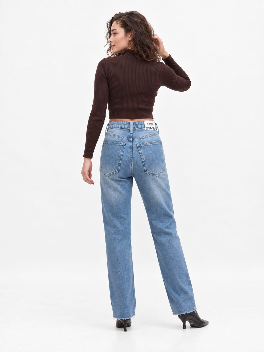 Straight High-Waist Washed Blue Jeans Straight CIZARO - Cizaro Jeans
