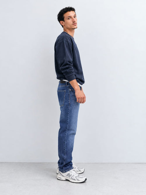Straight Fit Mid Washed Blue Jeans Straight CIZARO - Cizaro Jeans
