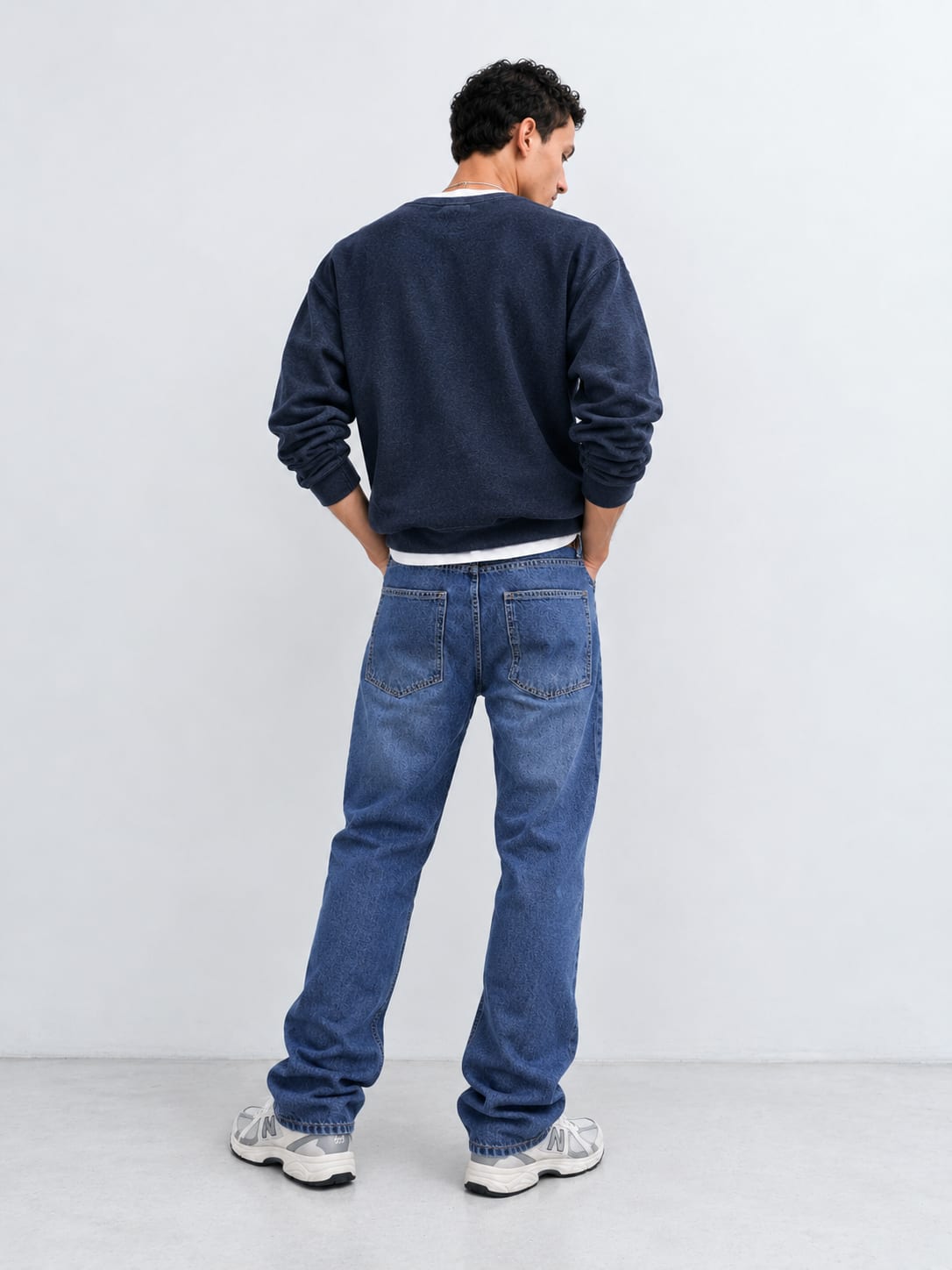 Straight Fit Mid Washed Blue Jeans Straight CIZARO - Cizaro Jeans
