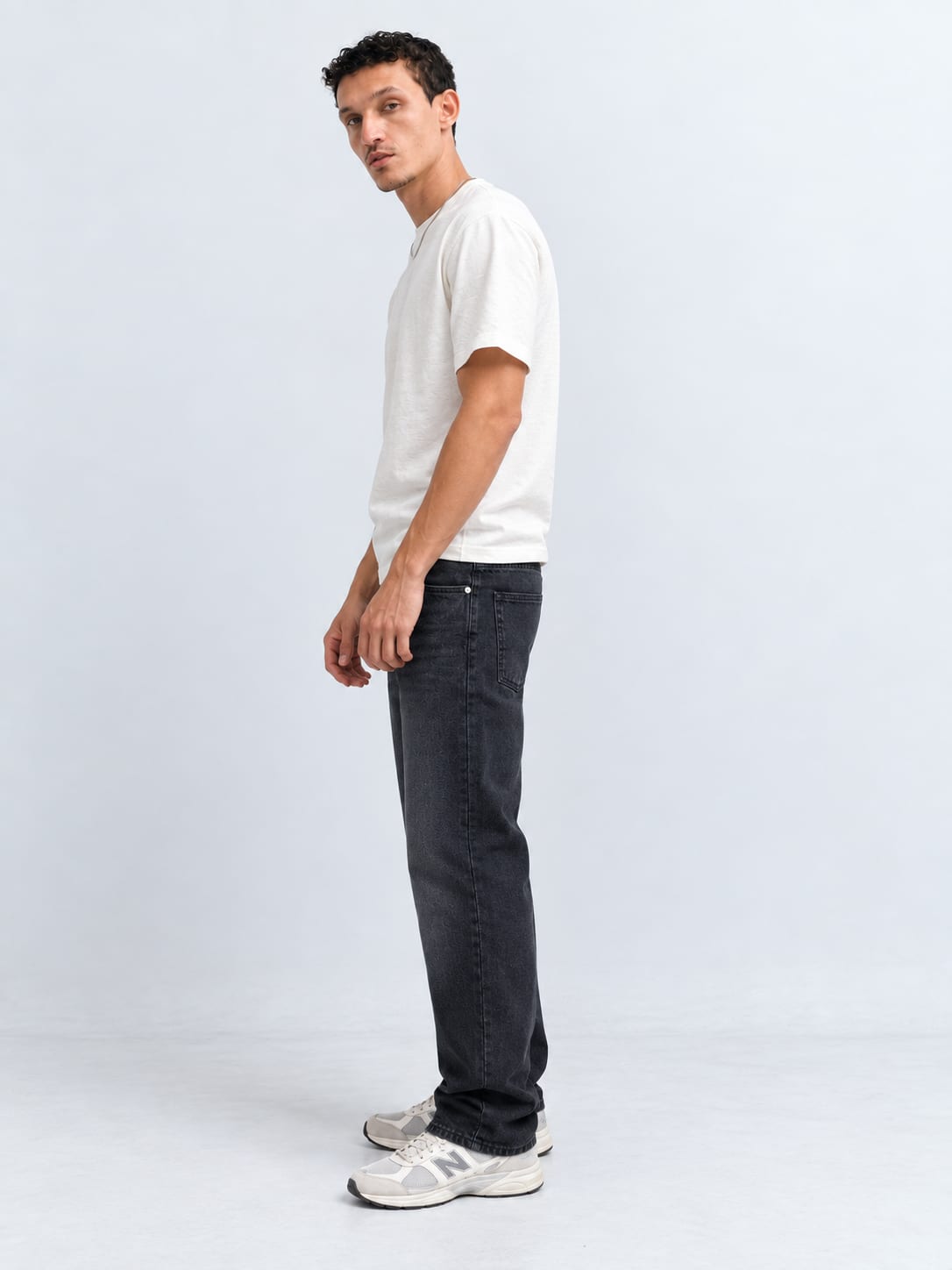 Straight Fit Washed Black Jeans Straight CIZARO - Cizaro Jeans